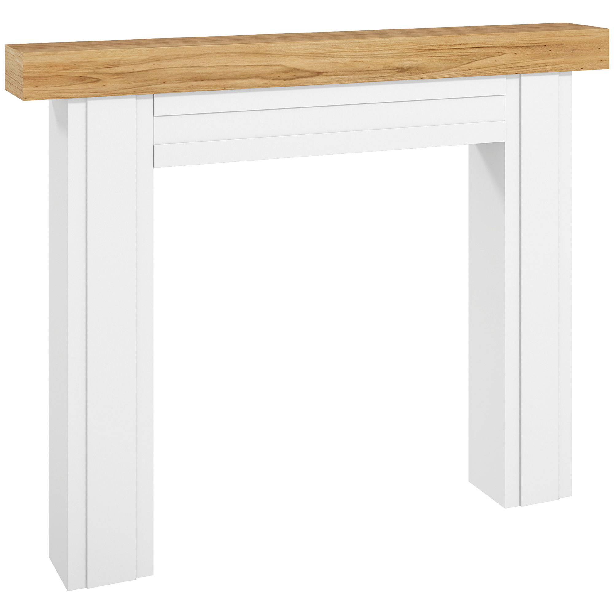 Modern Fireplace Mantel, Freestanding Fireplace Surround with Leg for Electric Fireplaces, 51.2" W x 40.6" H, Natural Wood