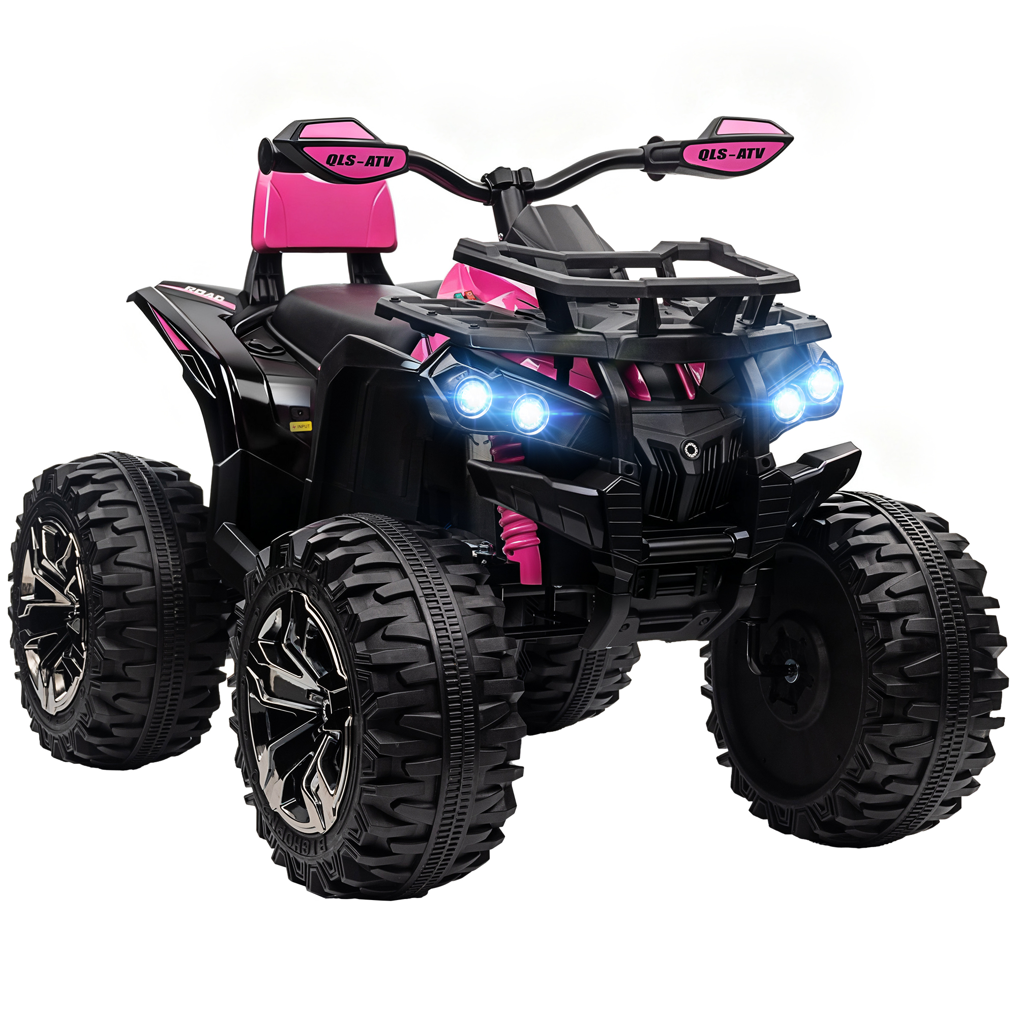 12V 4 Wheeler Kids ATV with Music, Headlights for 37-60 Months Boys and Girls, Pink