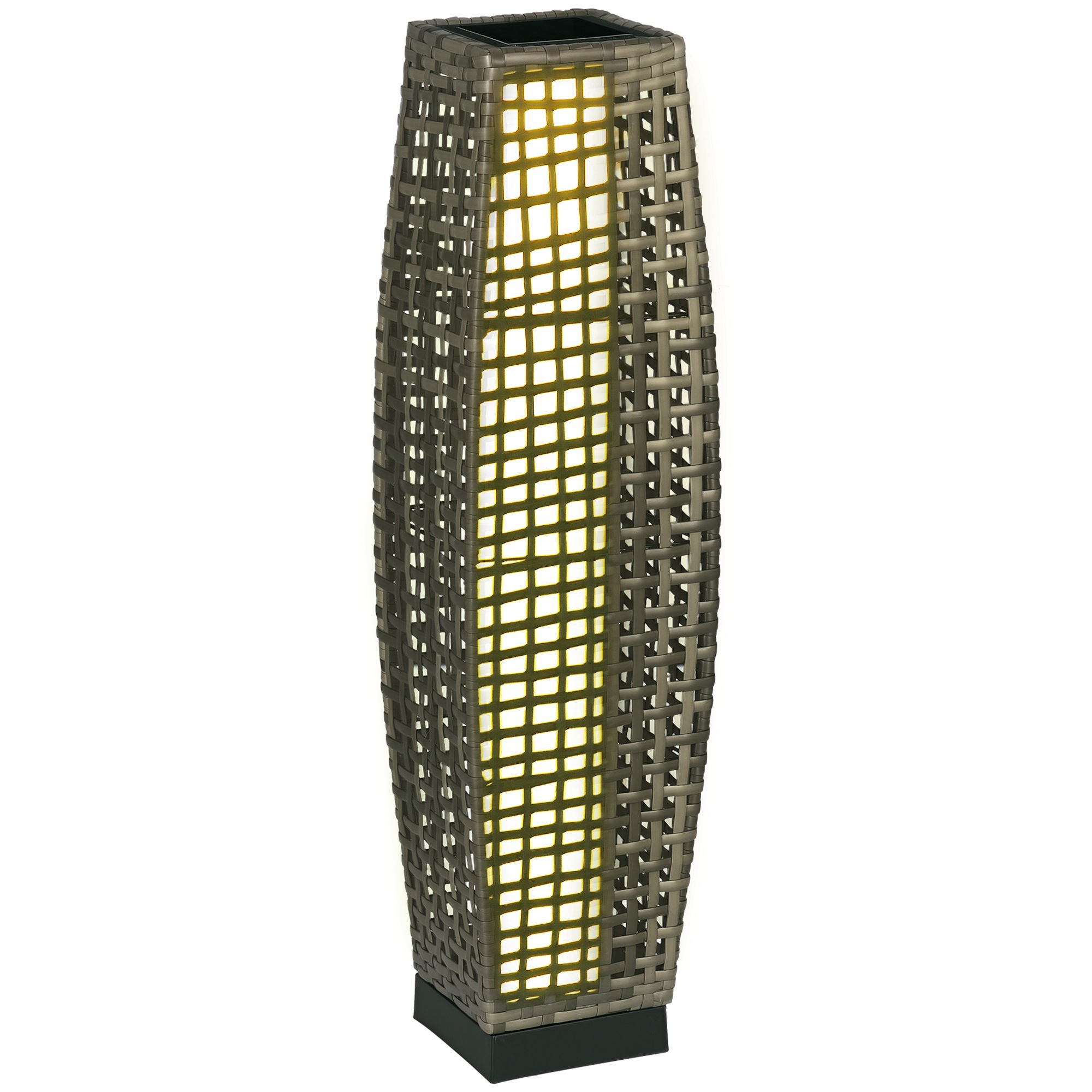 Solar Floor Lamp, Outdoor Garden Lantern Pathway Light & Decorative Driveway Lighting with Auto On/Off LED Lights for Porch, Yard, Lawn, Courtyard, Deck, Gray
