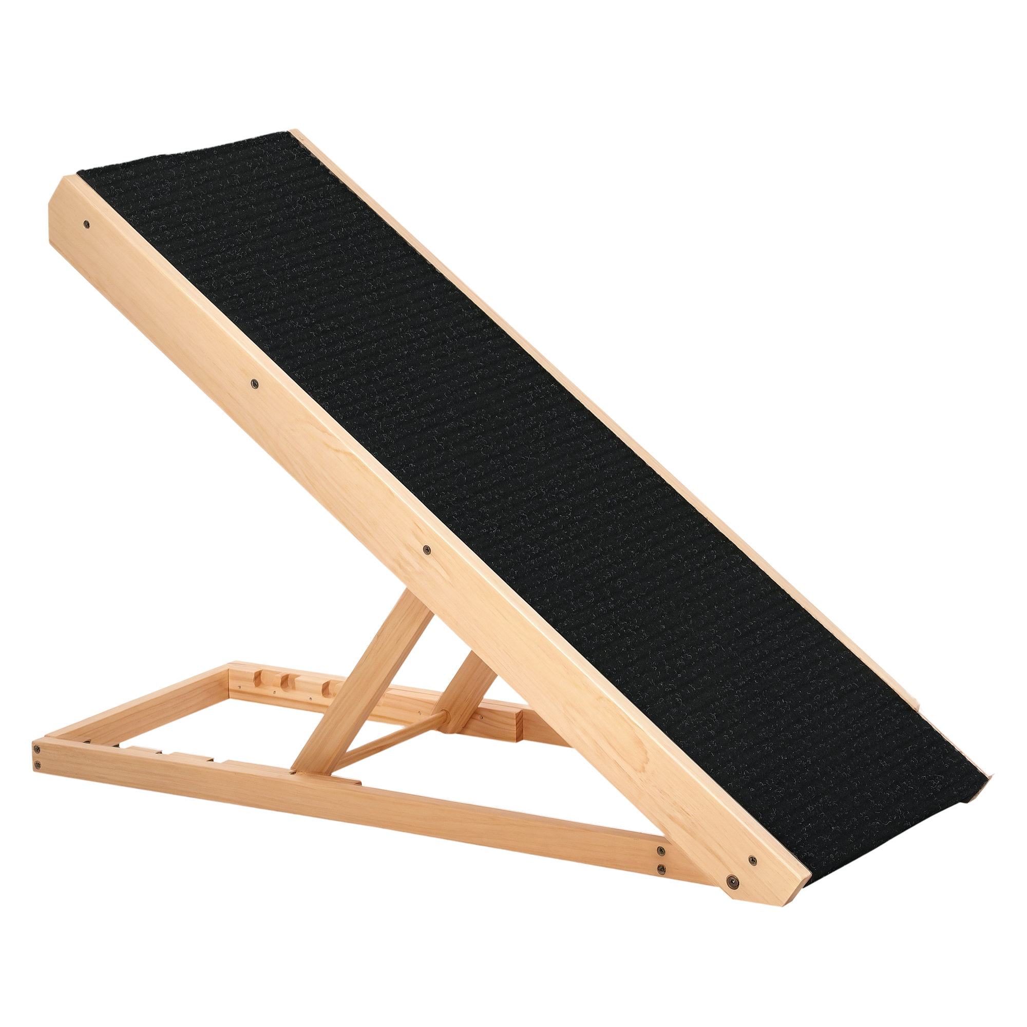 Elevated Dog Ramp for Bed, Foldable and Height Adjustable Pet Ramp for Cats with Non-Slip Finish, Pine 35.5" L x 16" W x 24" H, Black