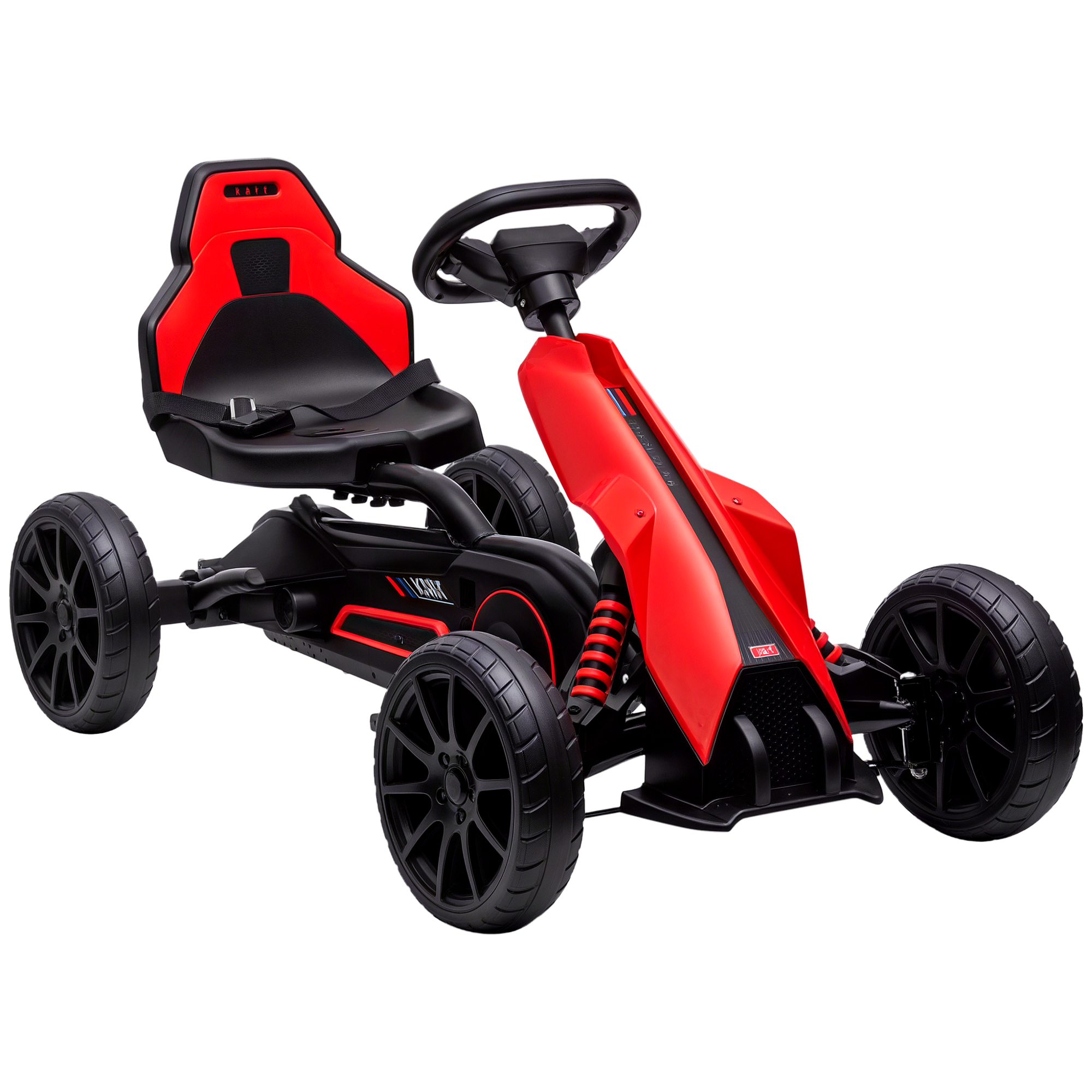 Kids Pedal Go Kart W/ Adjustable Seat, Swing Axle, Red