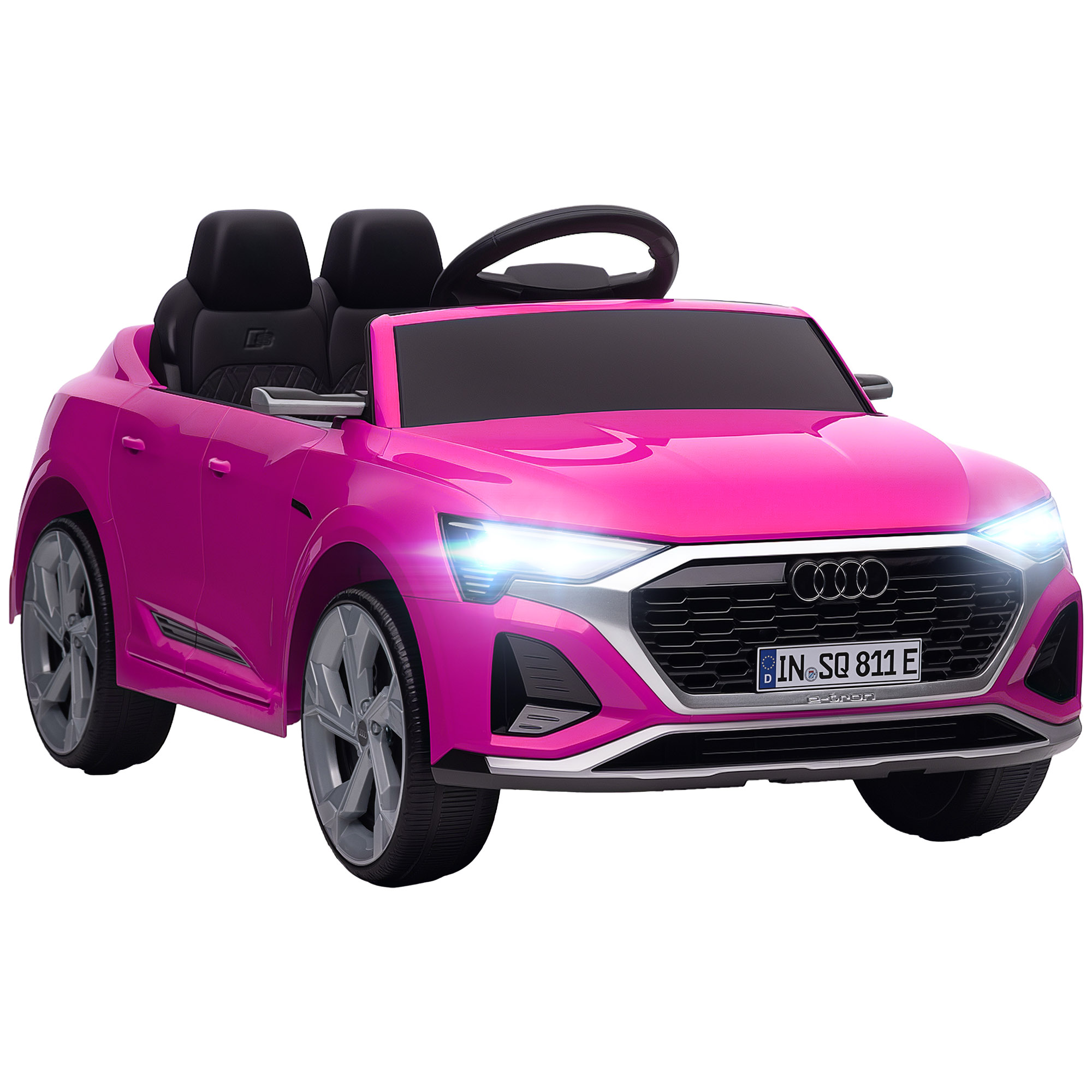 Audi Q8 e-tron Sportback Licensed 12V Battery Powered Kids Electric Car w/ Spring Suspension, Soft Start, Pink