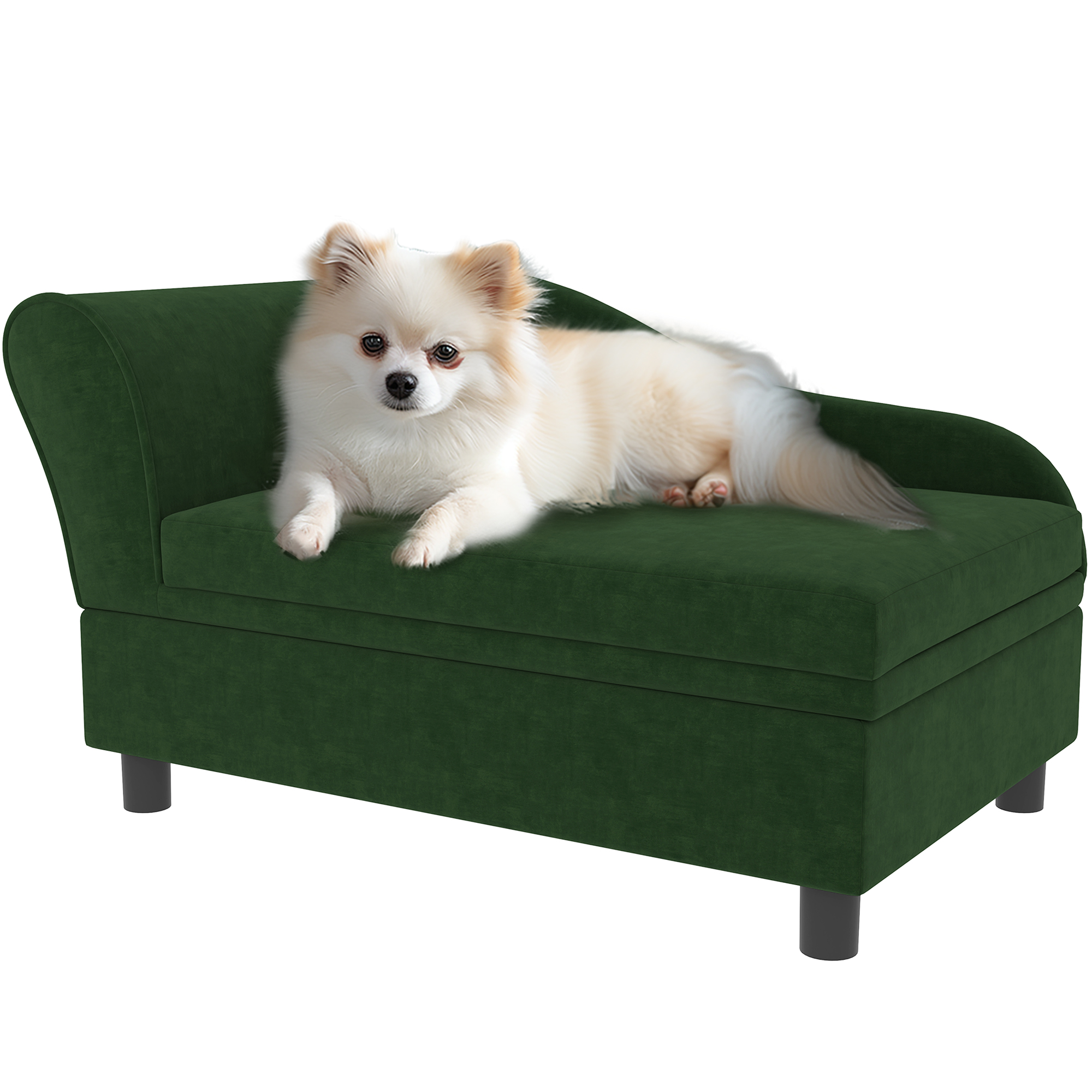 Pet Sofa Bed Couch with Storage, Pet Sofa for Cats and Small Dogs, Green