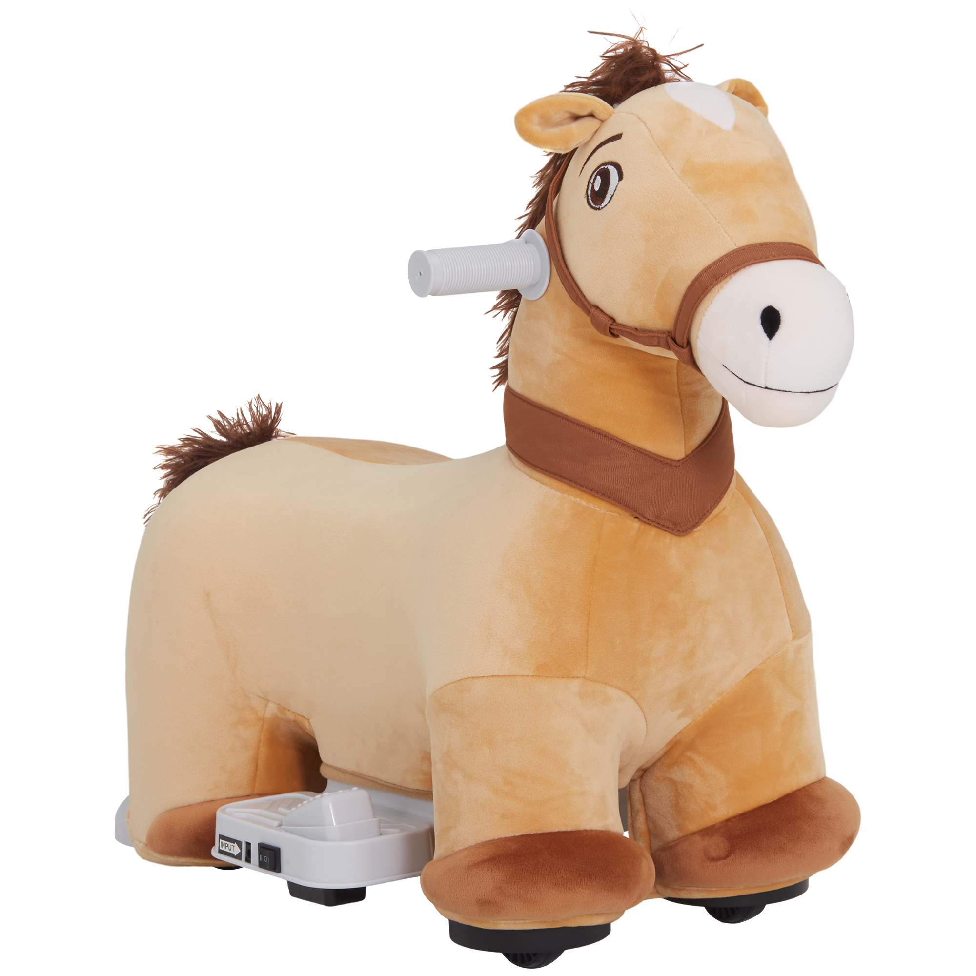 Battery Powered Electric Ride on Pony, 6V Ride on Horse w/ with Music Forward, PU Wheels, Aged 18-36 Months, Brown