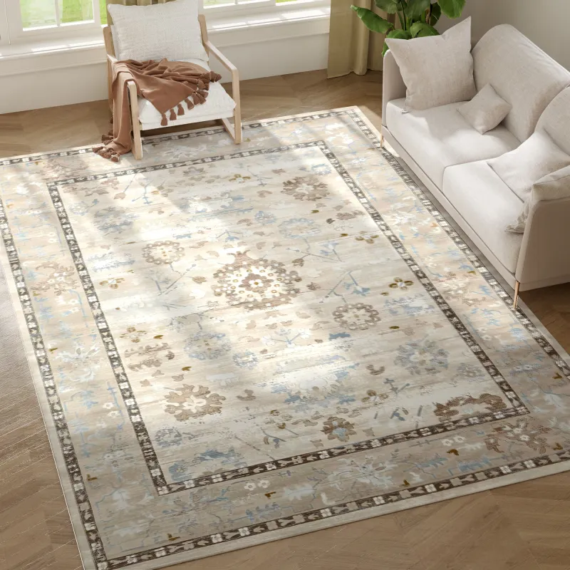 5x7 Area Rug, Indoor Boho Machine Washable Carpet for Living Room, Bedroom, Dining Room, Kitchen, Blue