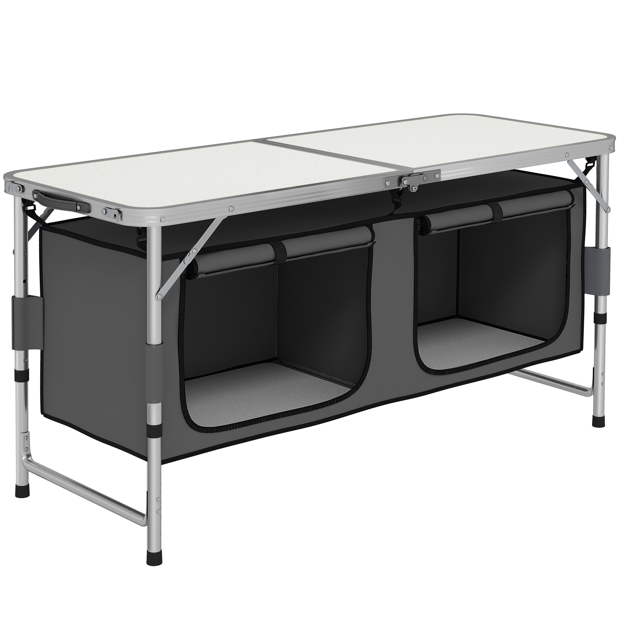 47" Portable Camping Table Aluminum Picnic Folding Camping Table with Carrying Handle and Storage Organizer