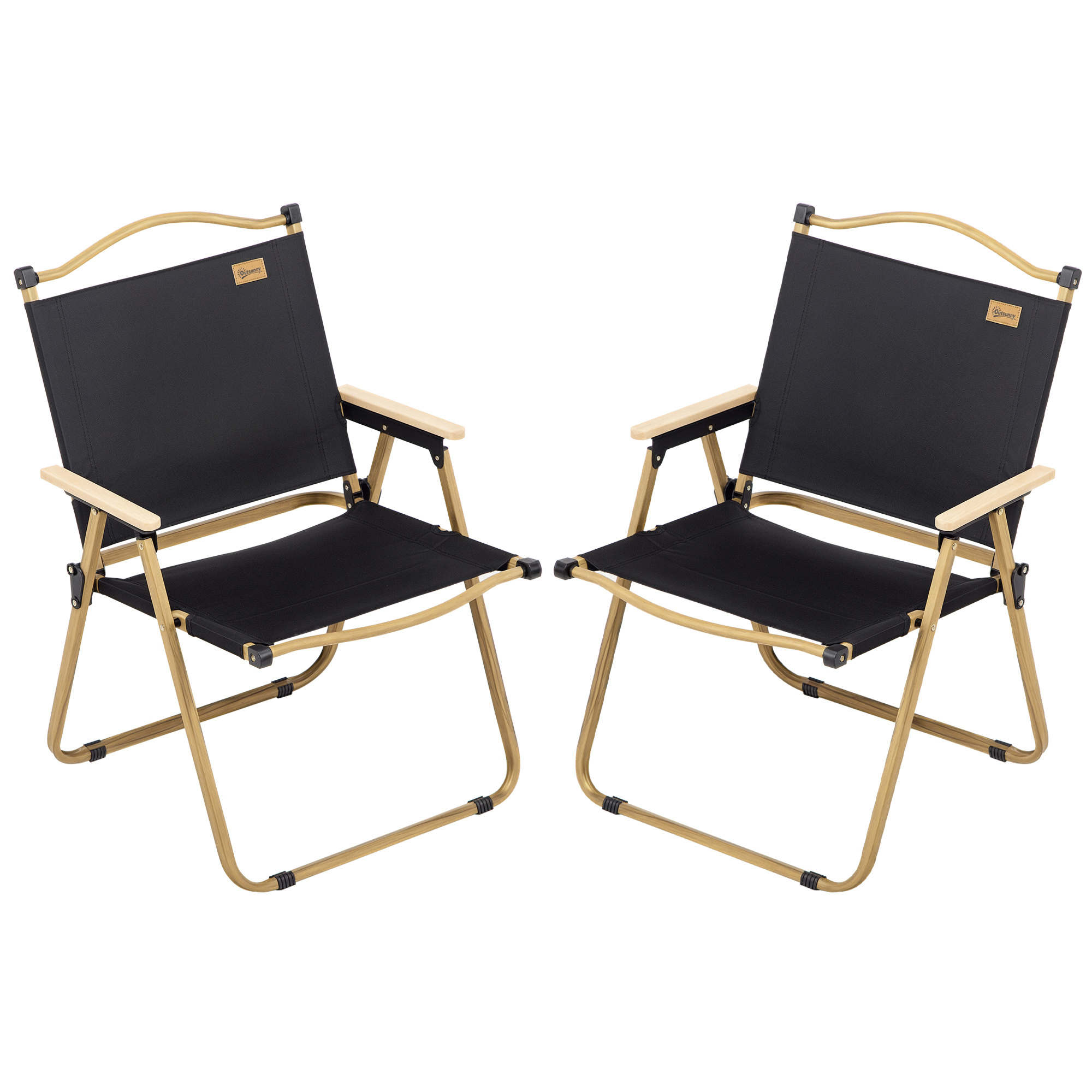 2 Pack Folding Camping Chair, Lightweight & Portable Beach Chairs Armchairs, Perfect for Festivals, Fishing, Picnic and Hiking, Black