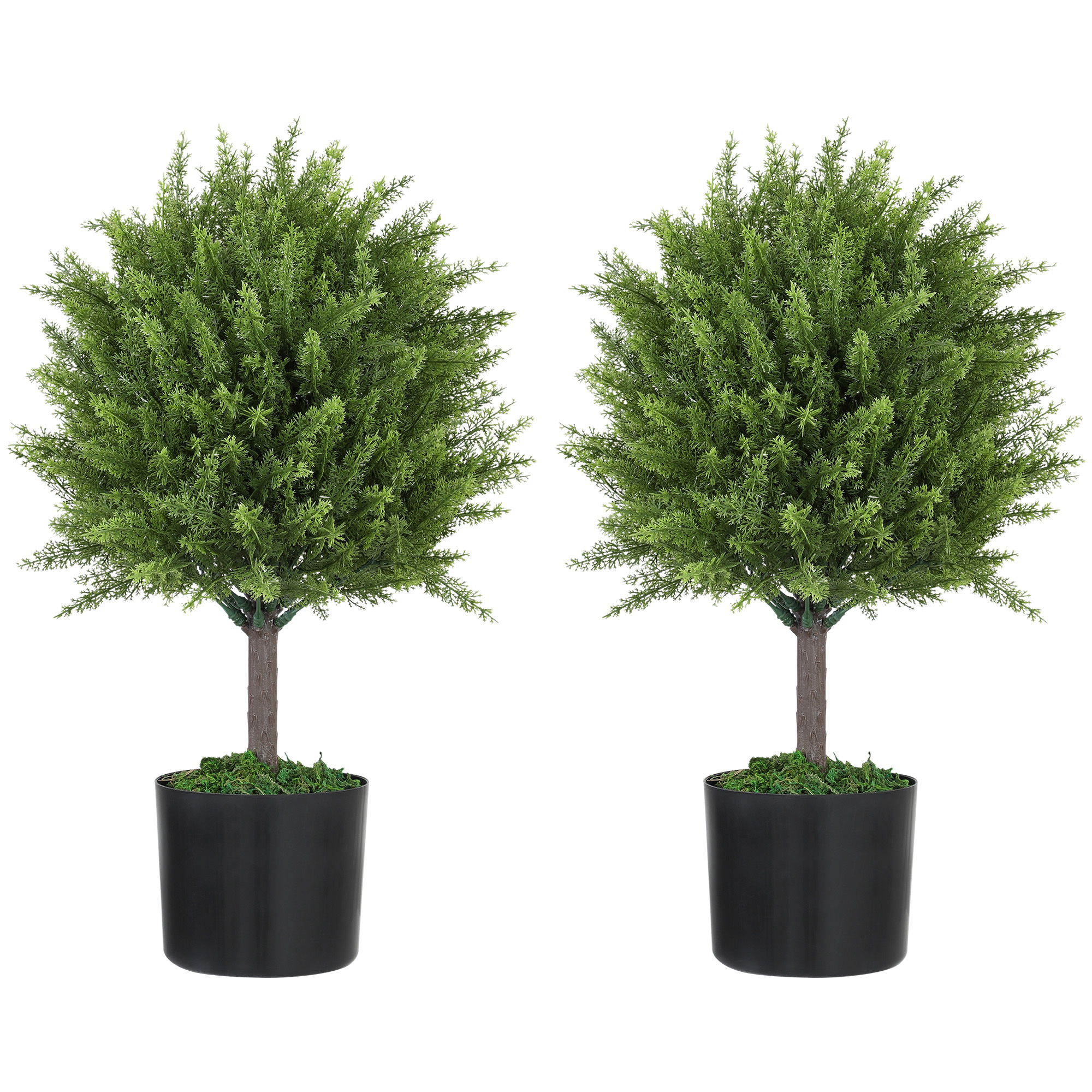 Set of 2 Decorative Artificial Plants, Cedar Topiary Trees in Pots, Fake Plants for Home Indoor outdoor Decor