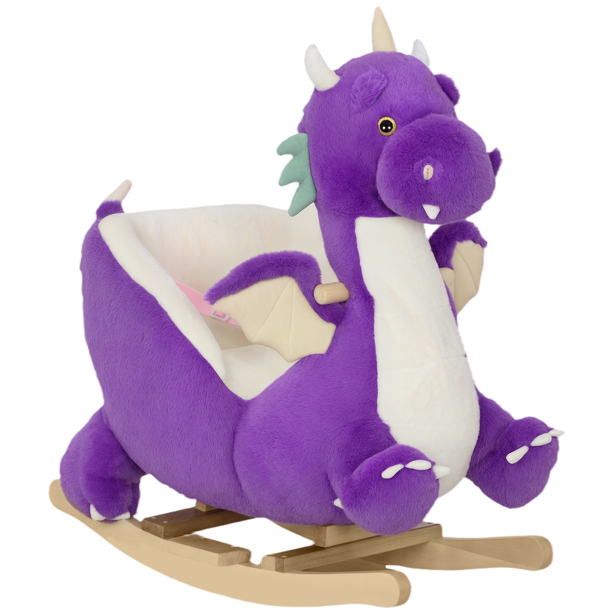 Baby Rocking Horse, Kids Ride On Dragon Toy with Realistic Dragon Roar and Safety Belt for Kids 18–36 Months, Purple