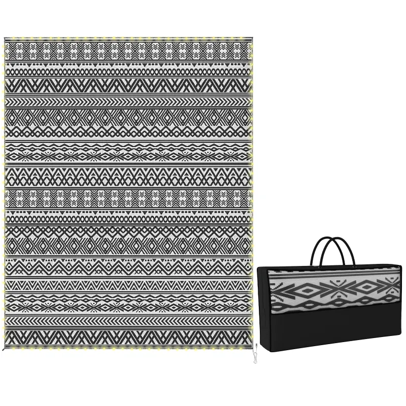 Outdoor Rug Carpet with USB Lights Reversible Patio Rug with Carry Bag for Camping 10' x 8'