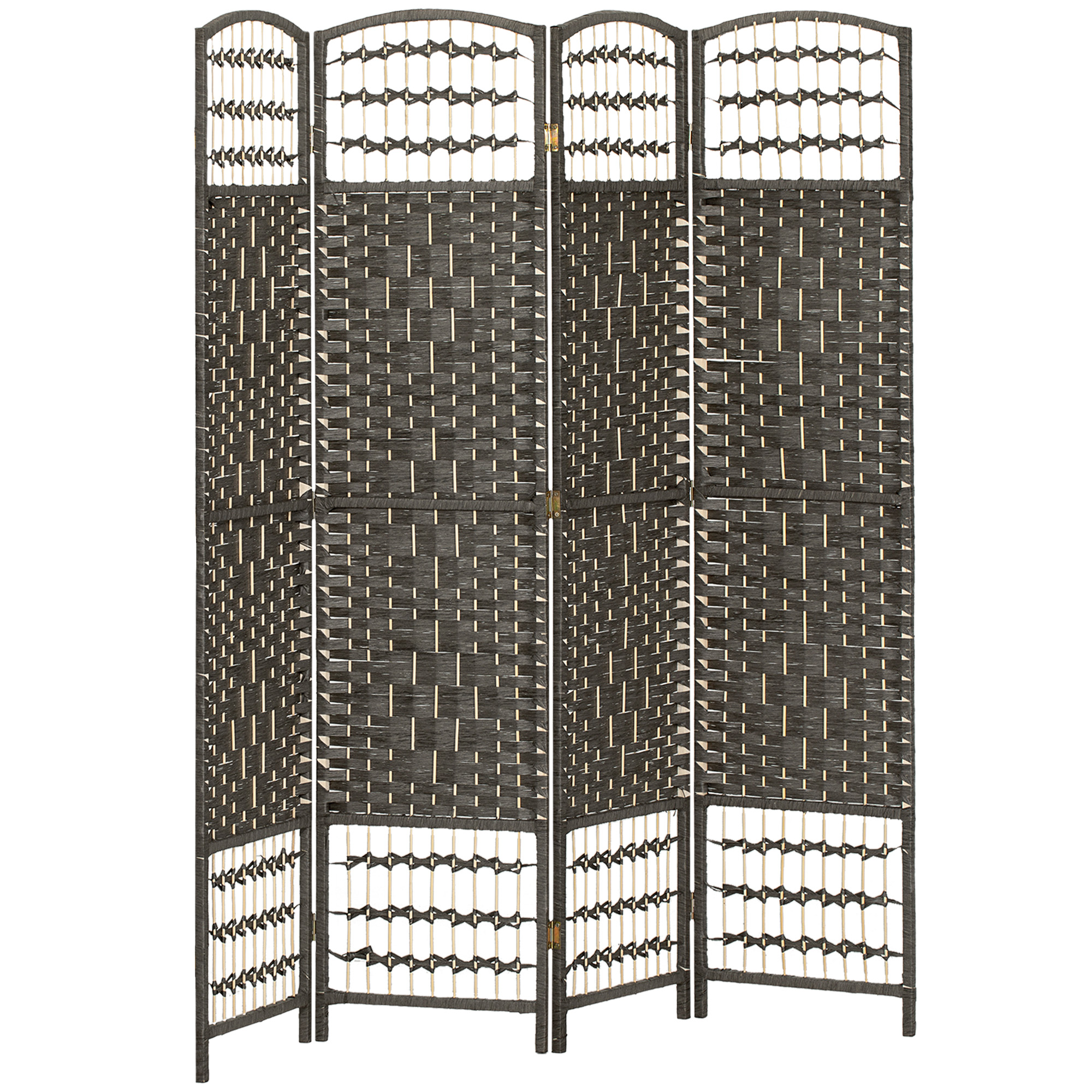 4 Panel Room Divider, Folding Screen, 5.6', Dark Gray