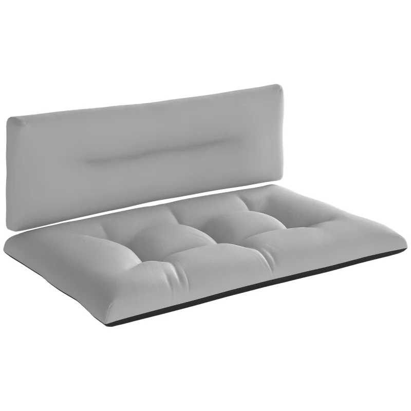  2 Seater Pallet Cushions Outdoor 3.9" Thick Replacement Cushions - Tufted Design for Garden, Patio, Light Gray