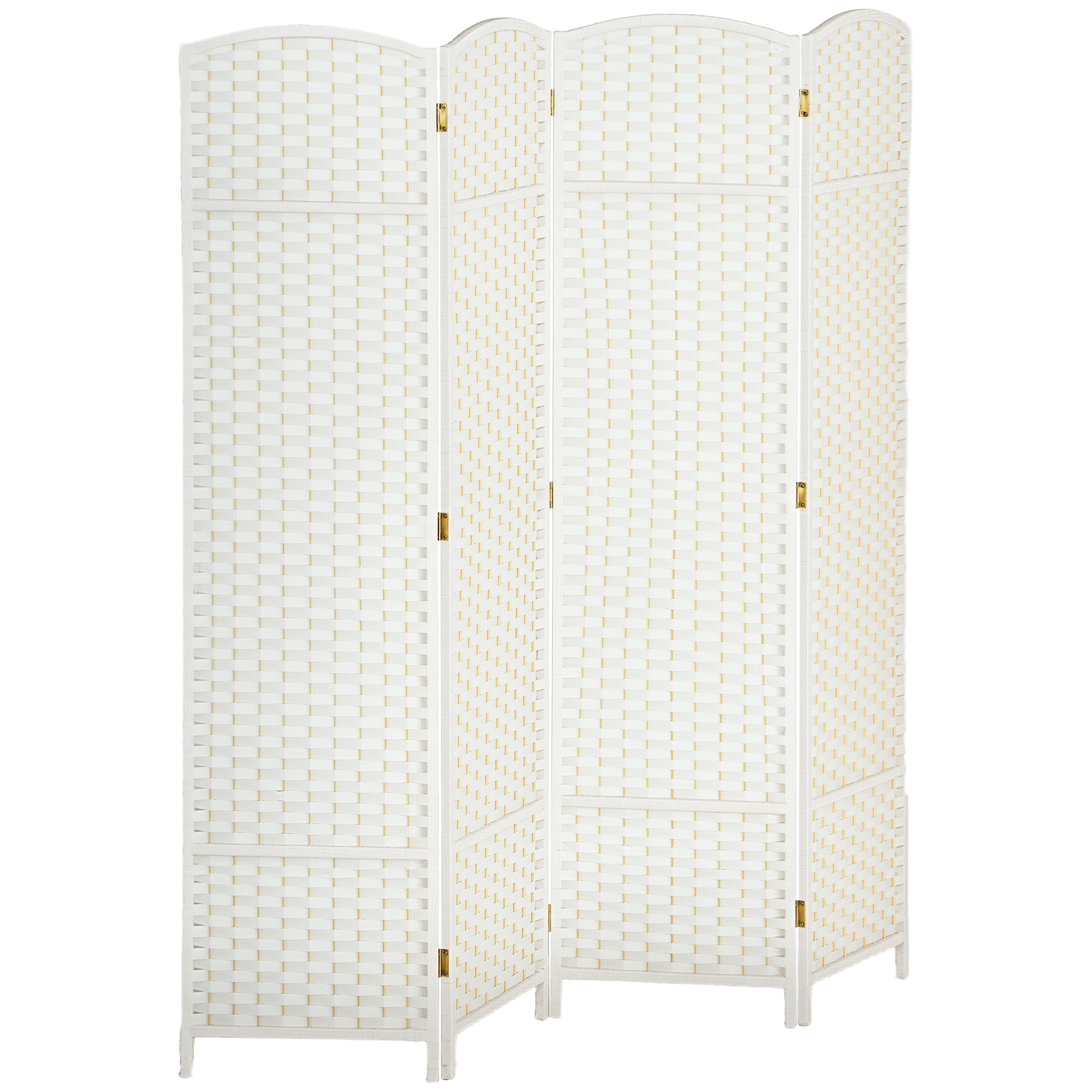 Folding Room Divider Screen 4 Panel 5.6 ' Tall Privacy Screen Freestanding Room Partition for Home Office, White