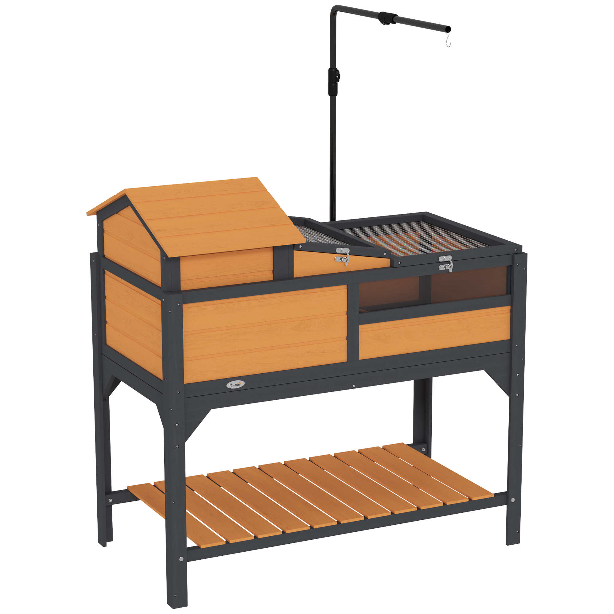 Tortoise Enclosure Tortoise House w/ Adjustable Lamp Holder, Storage Shelf, Removable Main House, Openable Lid, Yellow