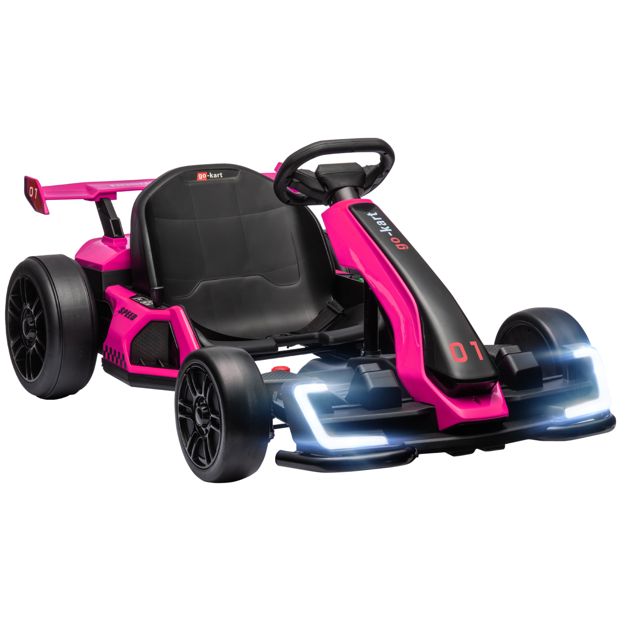 24V 7.5 MPH Electric Go Kart with Adjustable Seat, Slow Start, Pink