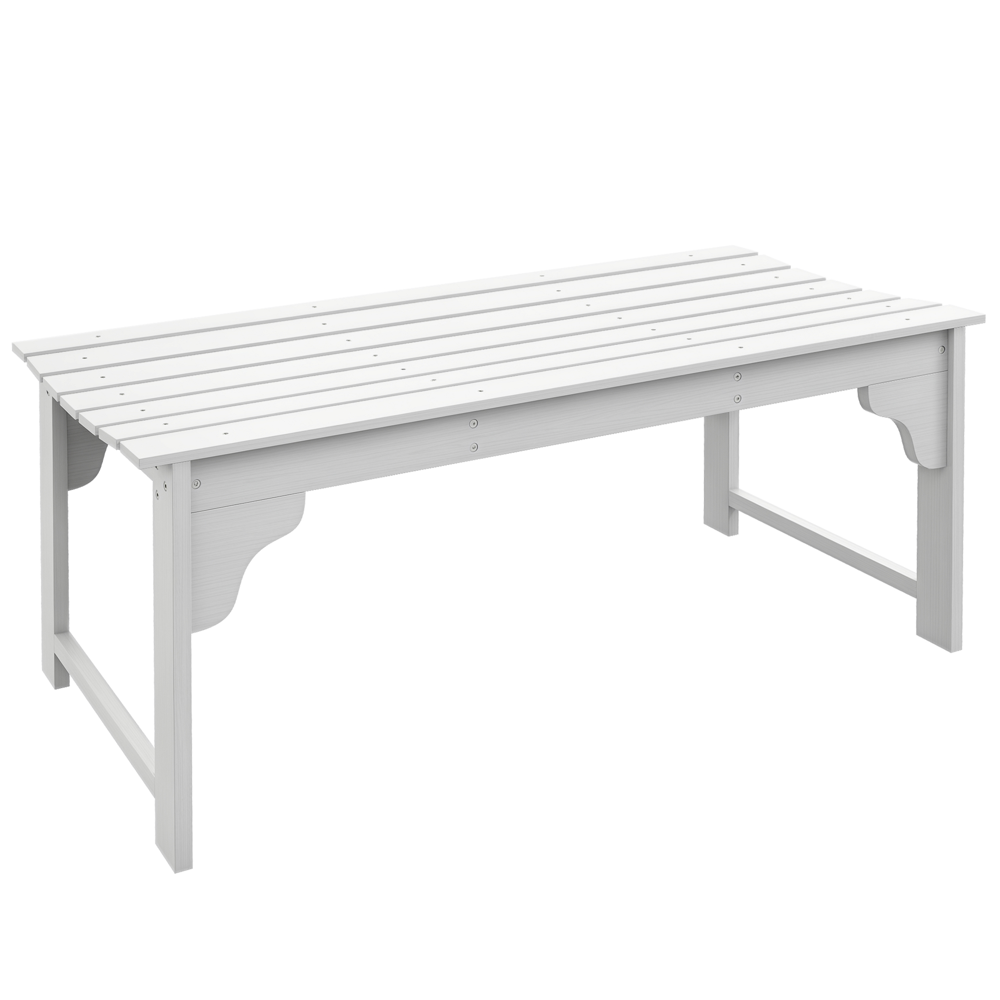 Slatted Wooden Garden Bench, Curved Seat Front Porch Bench, White