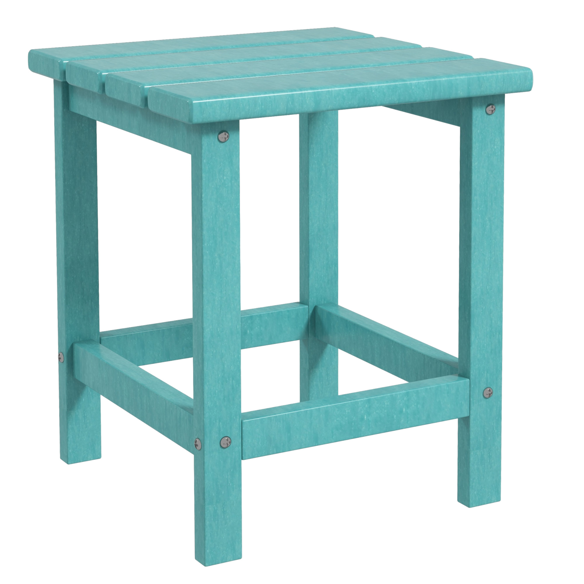  Patio Side Table, 15" Square Outdoor End Table, HDPE Plastic Tea Table for Adirondack Chair, Backyard or Lawn, Green