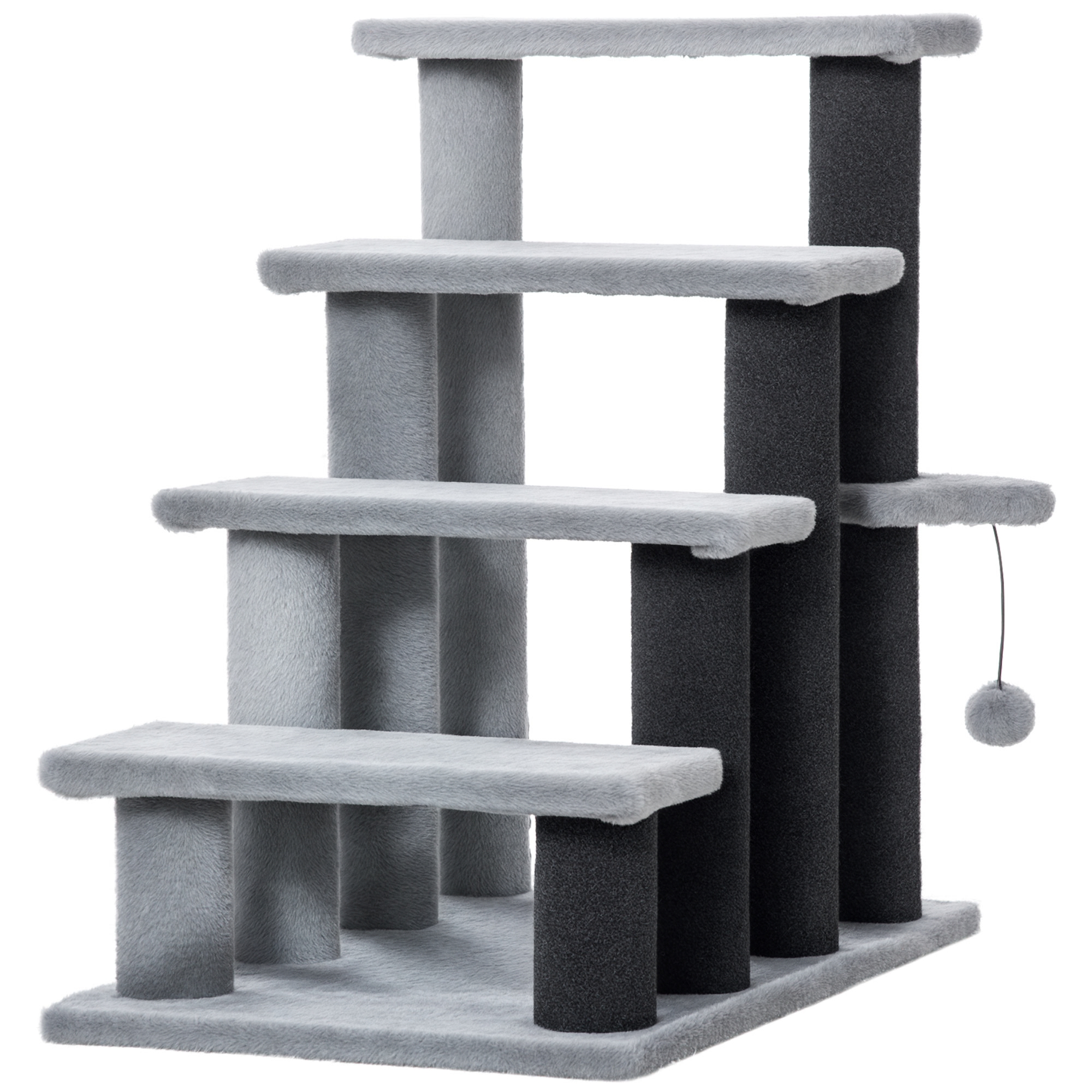 Cat Tree, Cat Tower Cat Stair Steps with Scratching Post, Hanging Play Ball for High Bed, Sofa, Indoor / Outdoor