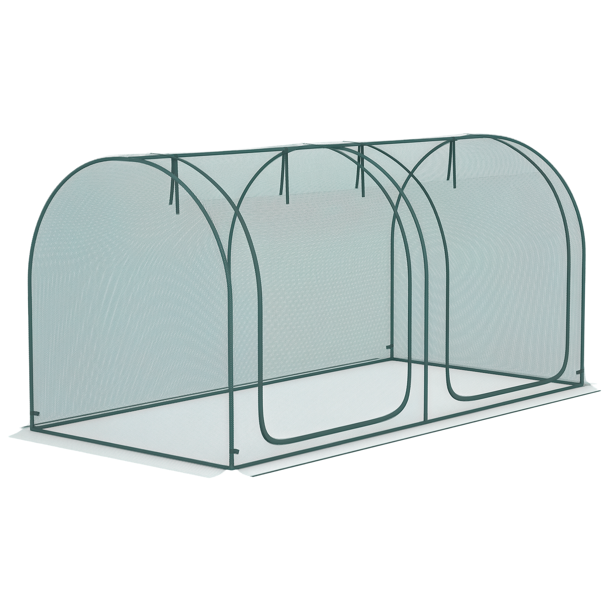 8' x 4' Crop Cage, Plant Protection Tent with Two Zippered Doors, Steel Frame, Storage Bag and 4 Ground Stakes, for Garden, Yard, Lawn, Green