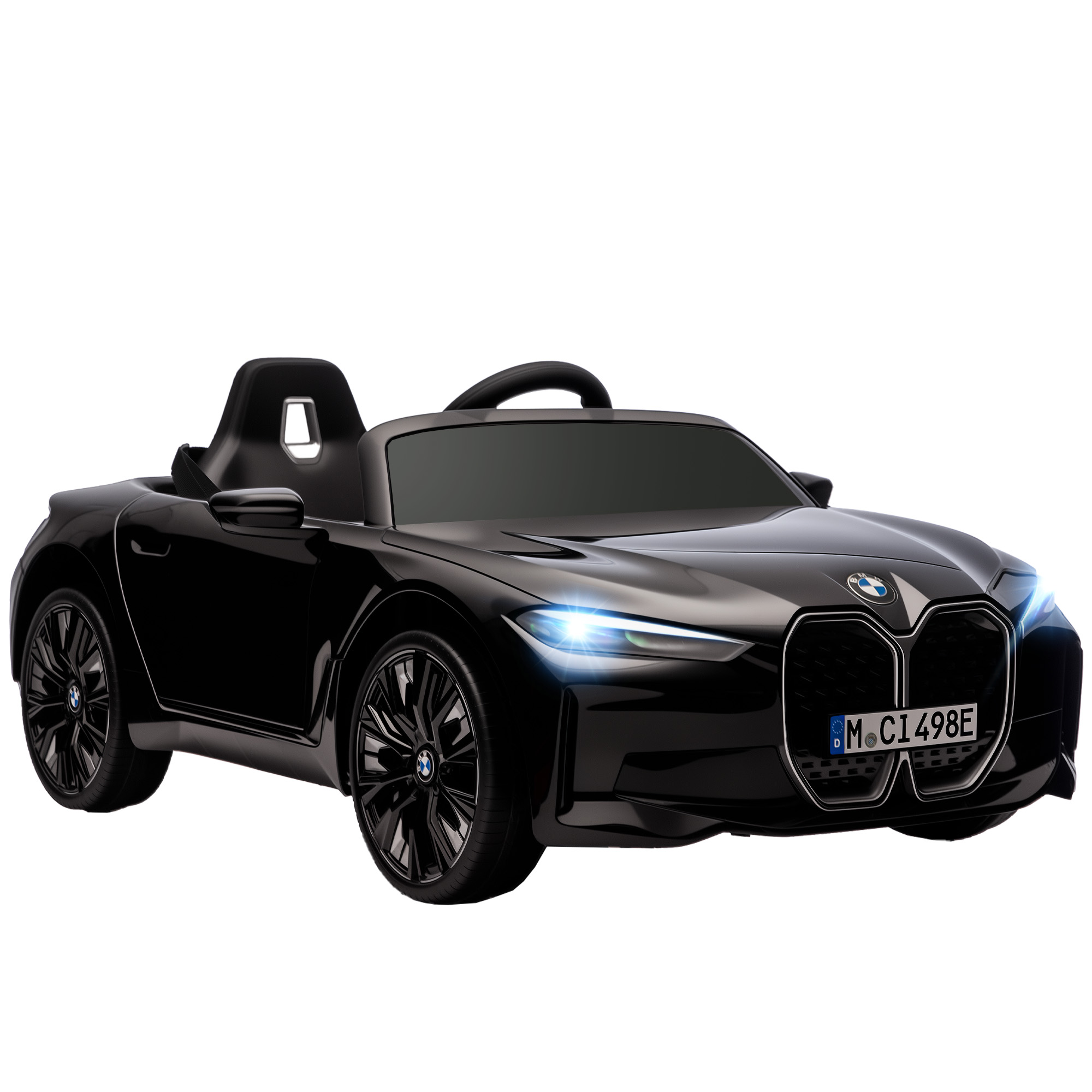 12V Electric Car for Kids with 2.4G Remote Control, Suspension, Black