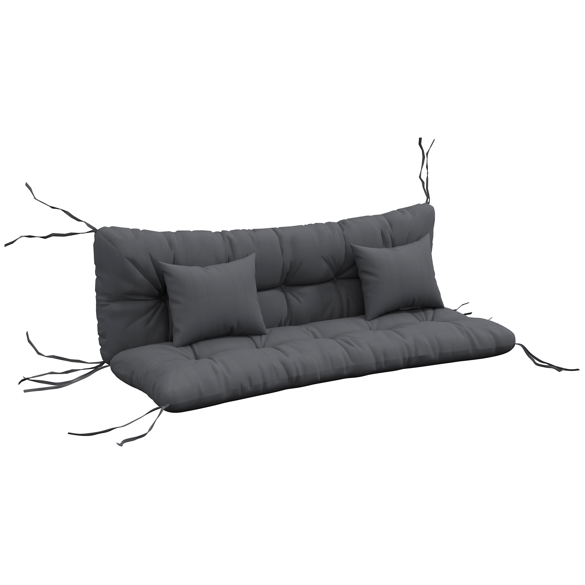 59" Tufted Bench Cushions & Throw Pillows, Replacement Bench Seat Pad, Back & 2 Pillows for Outdoor Furniture, Charcoal