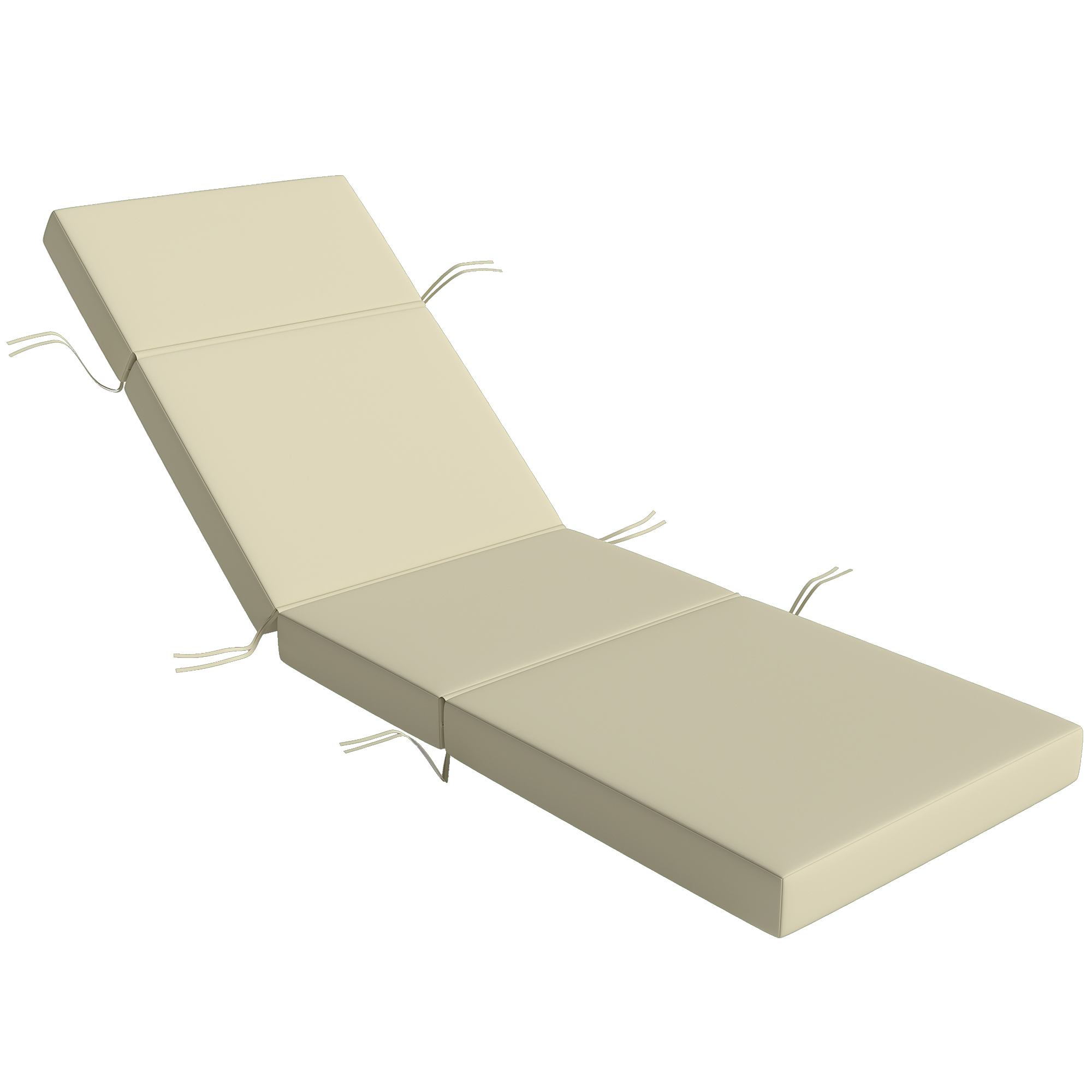Chaise Lounge Cushion, 4" Thick Outdoor Lounge Chair Cushions with Ties for Patio, 26" x 80 ", Cream White