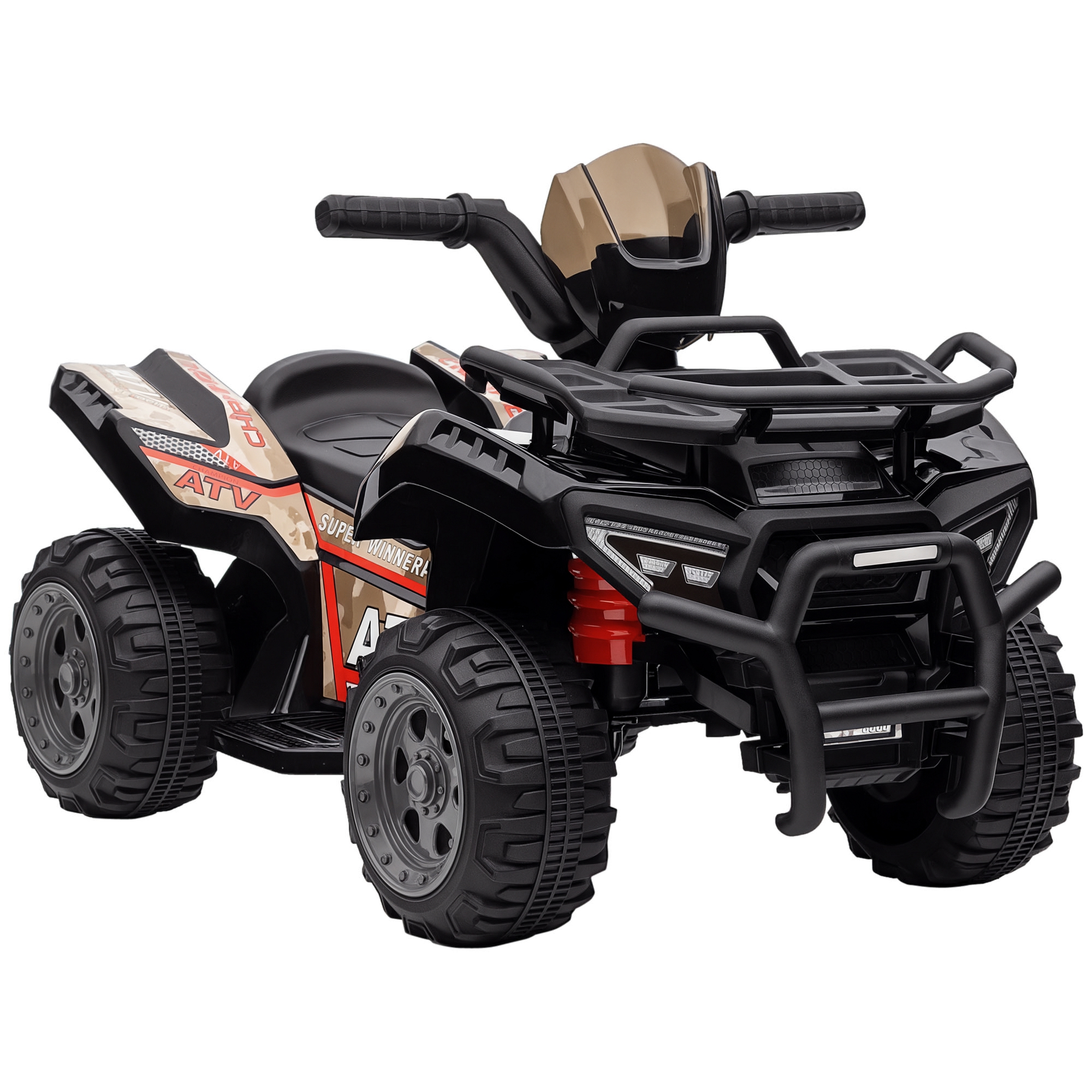 Kids ATV Four Wheeler Ride on Car, Motorized Quad, 6V Battery Powered Electric Quad with Songs for 18-36 Months, Black