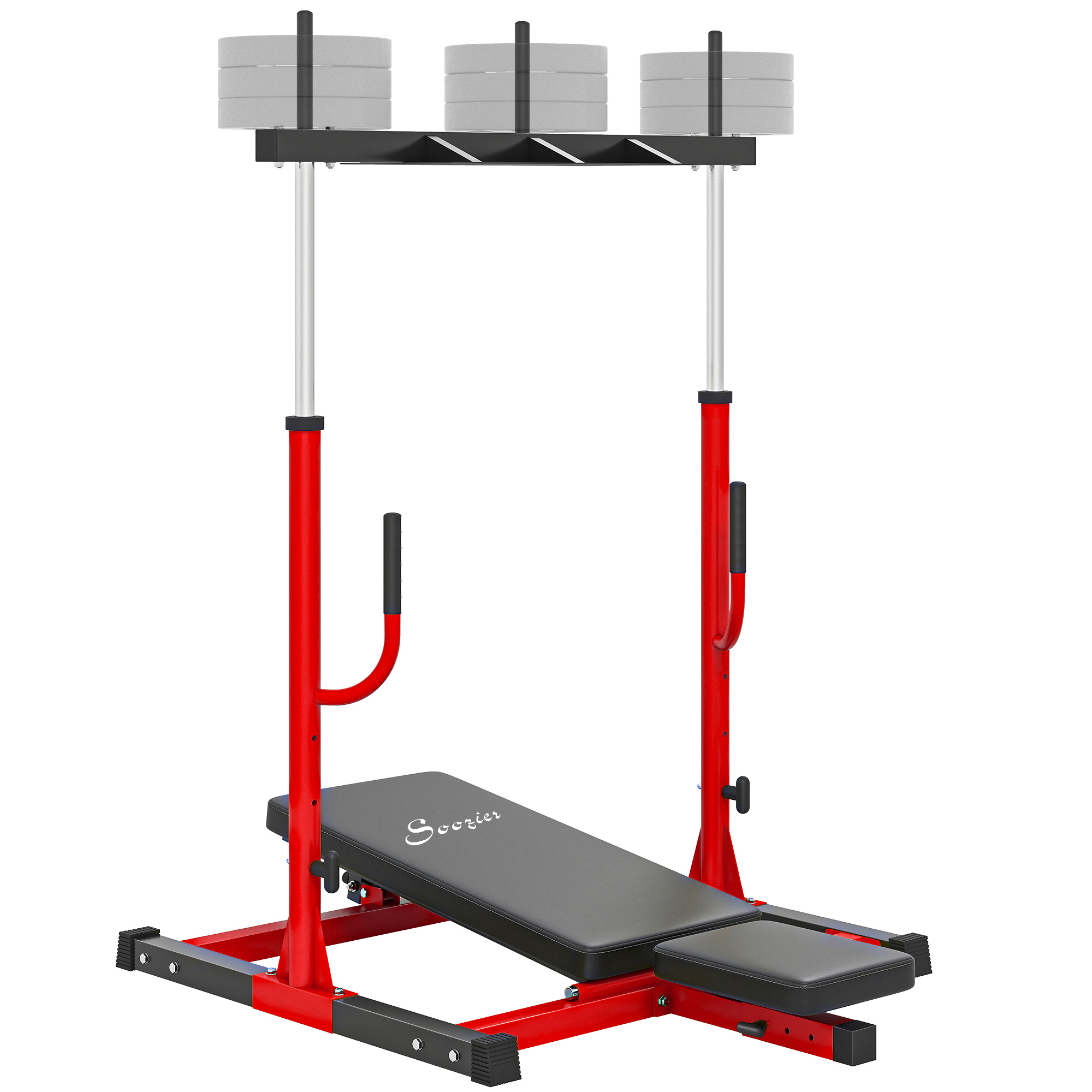 Vertical Leg Press Machine with Adjustable Leg, Back, and Head Positions, 1" Standard Plate Compatible, Red