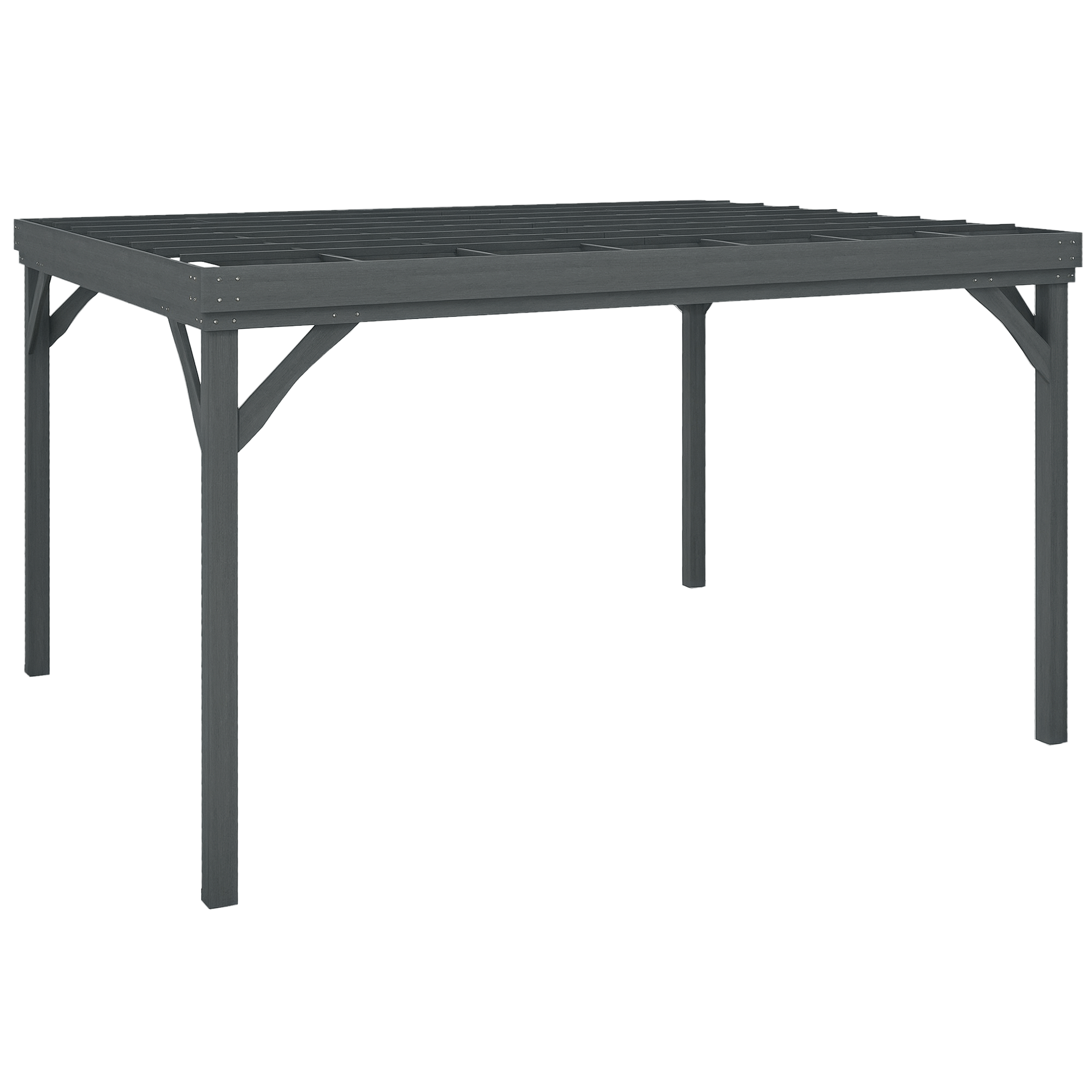 10' x 12' Outdoor Wooden Pergola, Grape Vine Gazebo with Concrete Anchors for Garden, Patio, Backyard, Deck, Gray