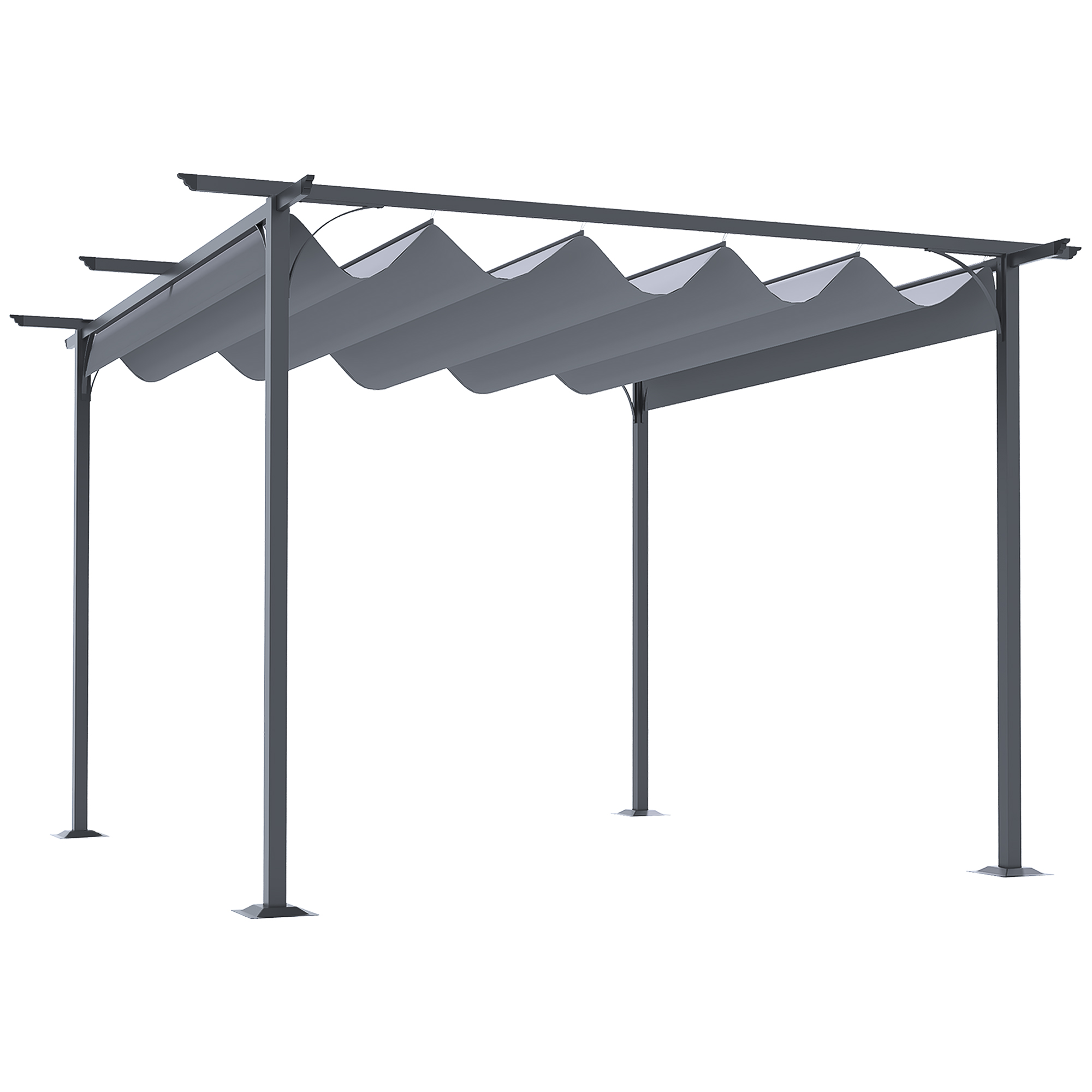  11.5' x 11.5' Outdoor Retractable Pergola Canopy, Metal Patio Shade Shelter for Backyard, Porch Party, Garden, Grill Gazebo, Gray