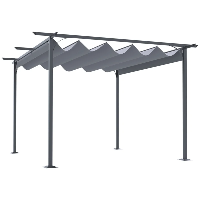  11.5' x 11.5' Outdoor Retractable Pergola Canopy, Metal Patio Shade Shelter for Backyard, Porch Party, Garden, Grill Gazebo, Gray