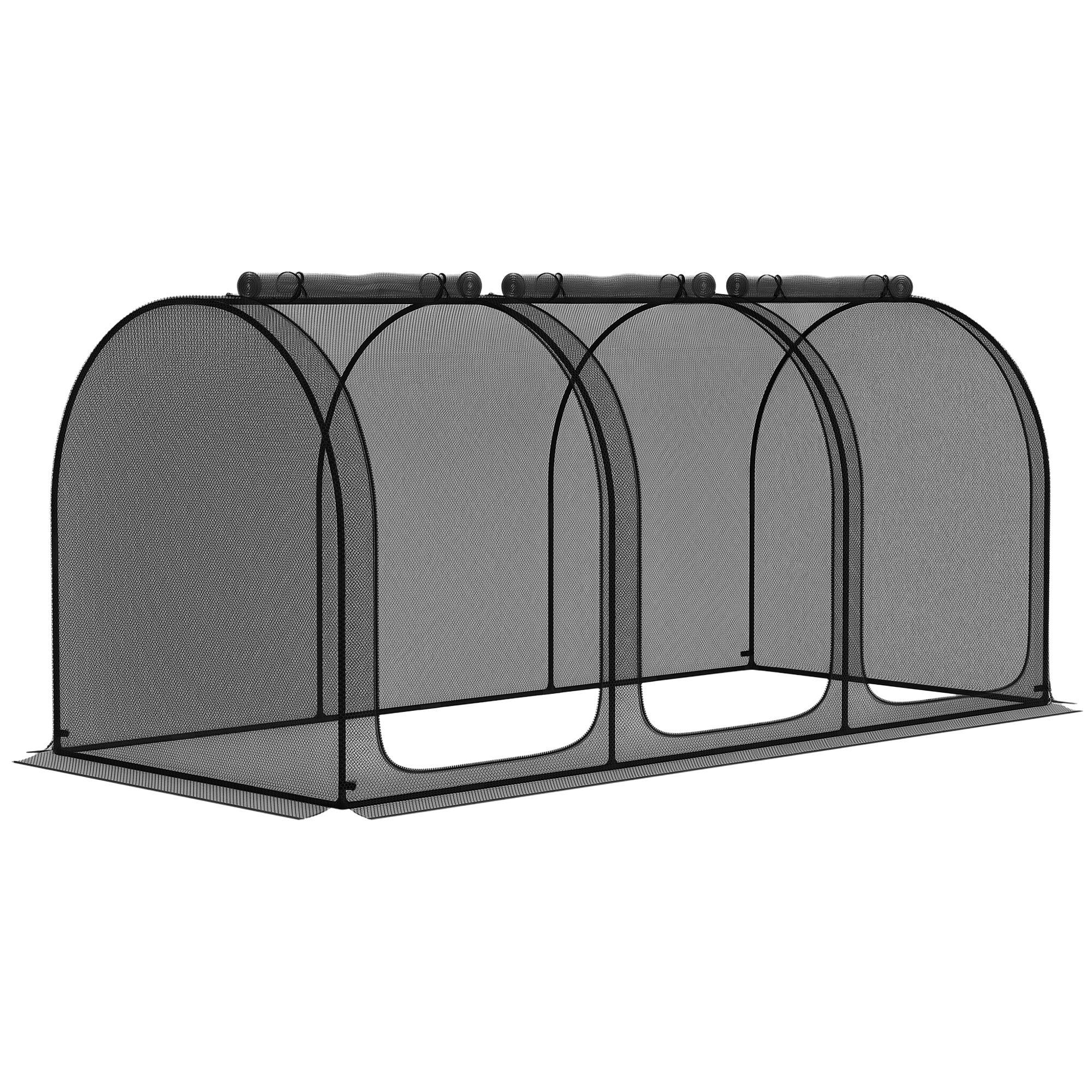 9' x 4' Crop Cage, Plant Protection Tent with Three Zippered Doors, Steel Frame, Storage Bag and 4 Ground Stakes, for Garden, Yard, Lawn, Black