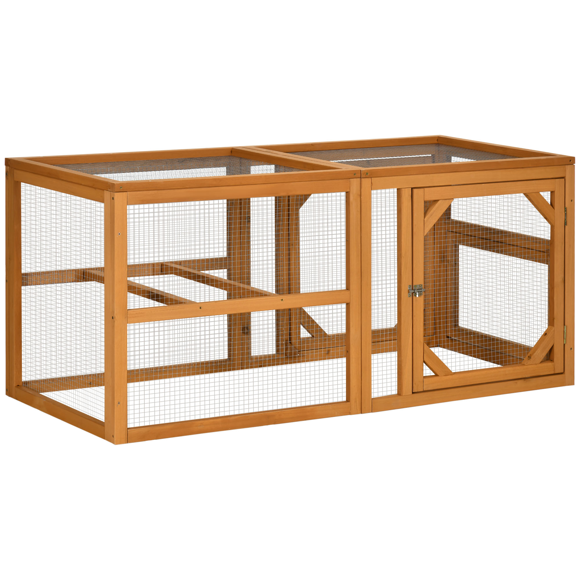 55" Wooden Chicken Coop Add-on Expansion, Mini Chicken Coop Outdoor Chicken Run Hen House with Combinable Design