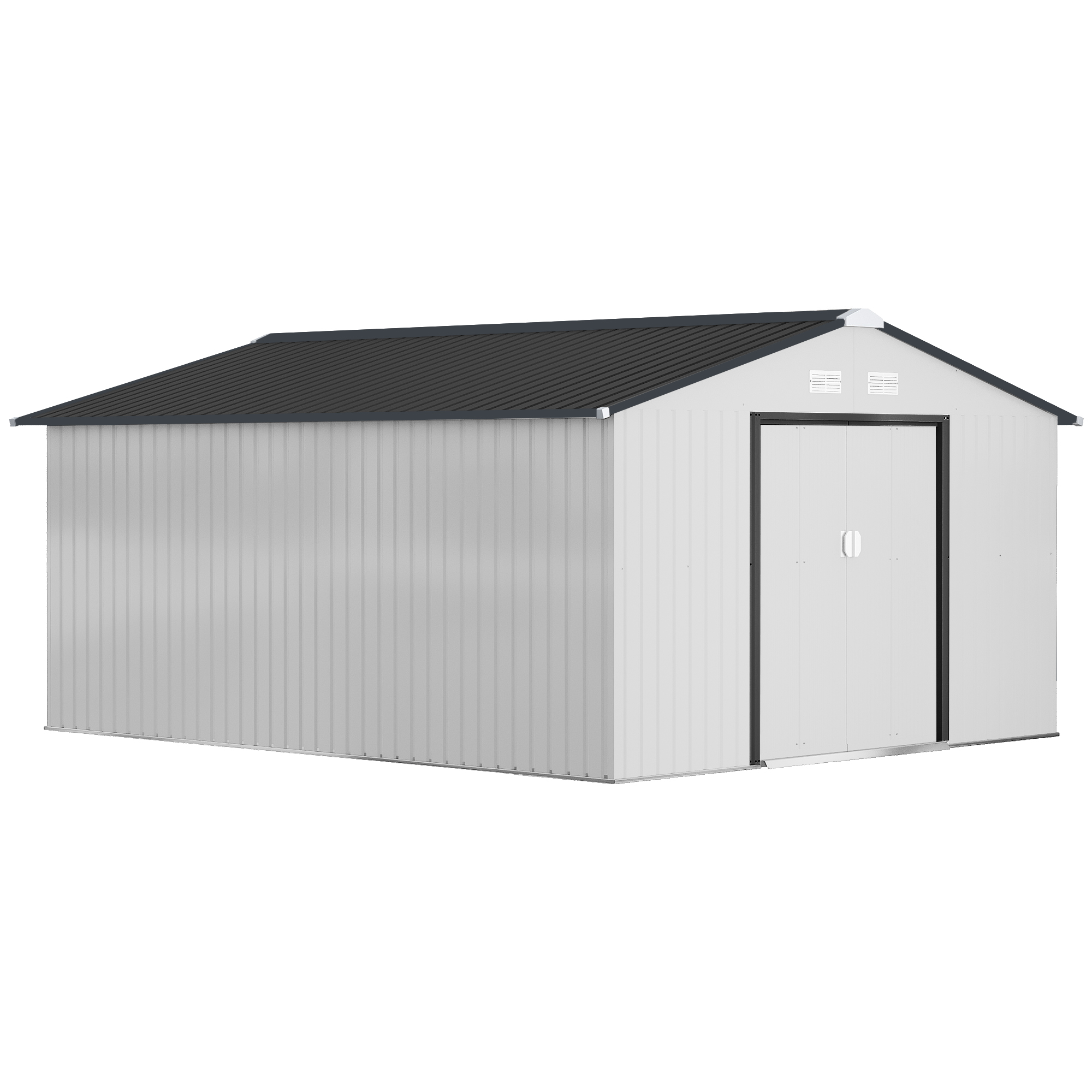 Garden Metal Shed, Storage Shed Utility Storage with Double Locking Doors for Bike, Yard Tools, White