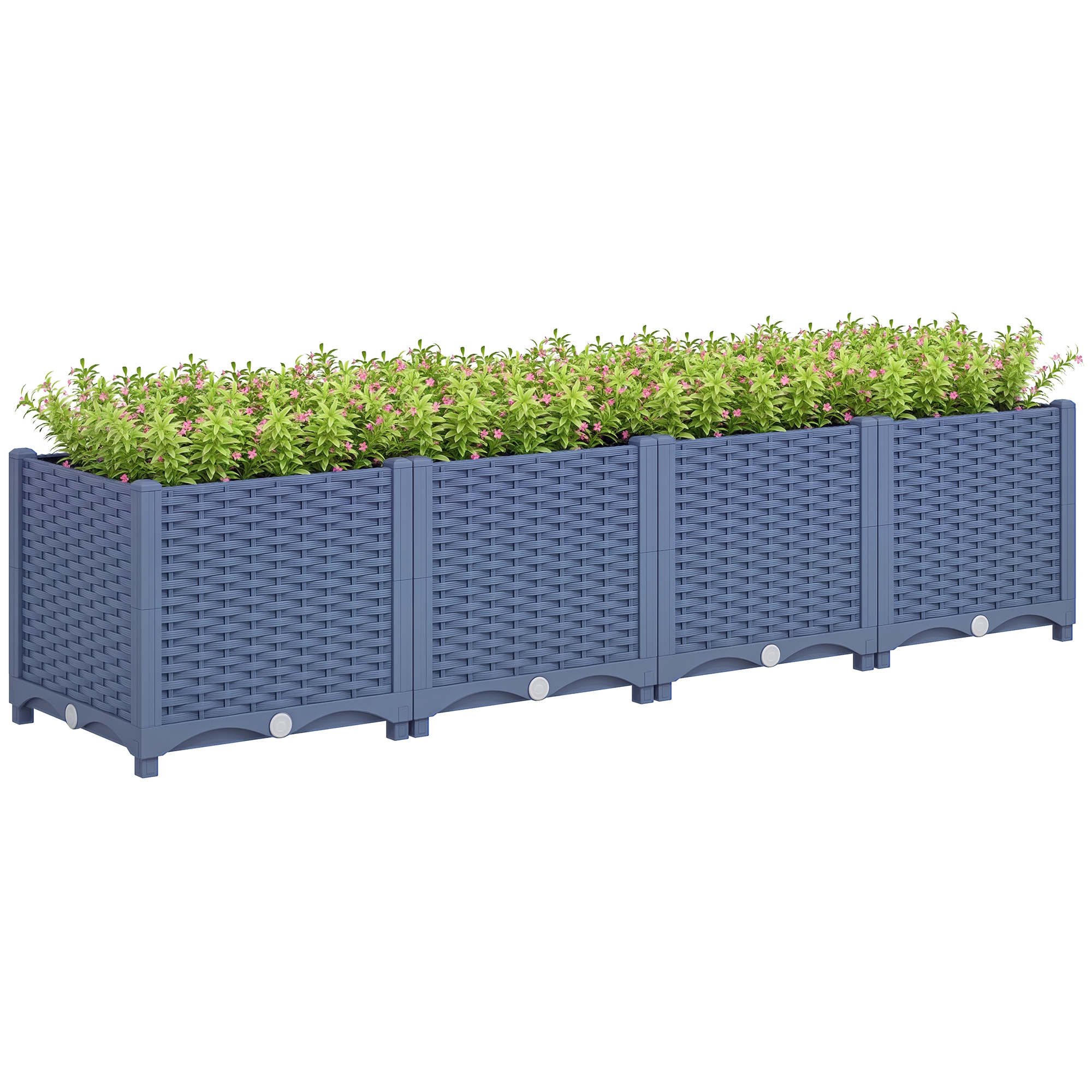 Plastic Raised Garden Bed, 5 x 1 x 1 ft Outdoor Flower Box with Drainage Holes for Vegetables, Herbs, Blue