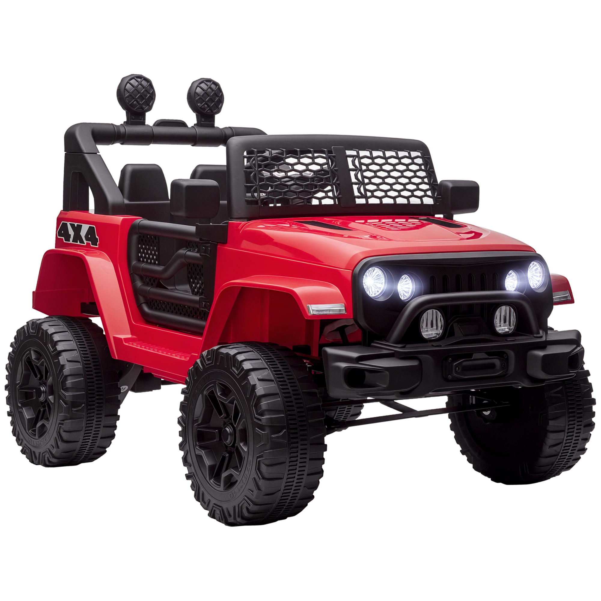 12V Kids Ride On Truck with Parent Remote Control, Battery Powered Electric Car with Spring Suspension, Adjustable Speed, LED Lights and Horn, Red