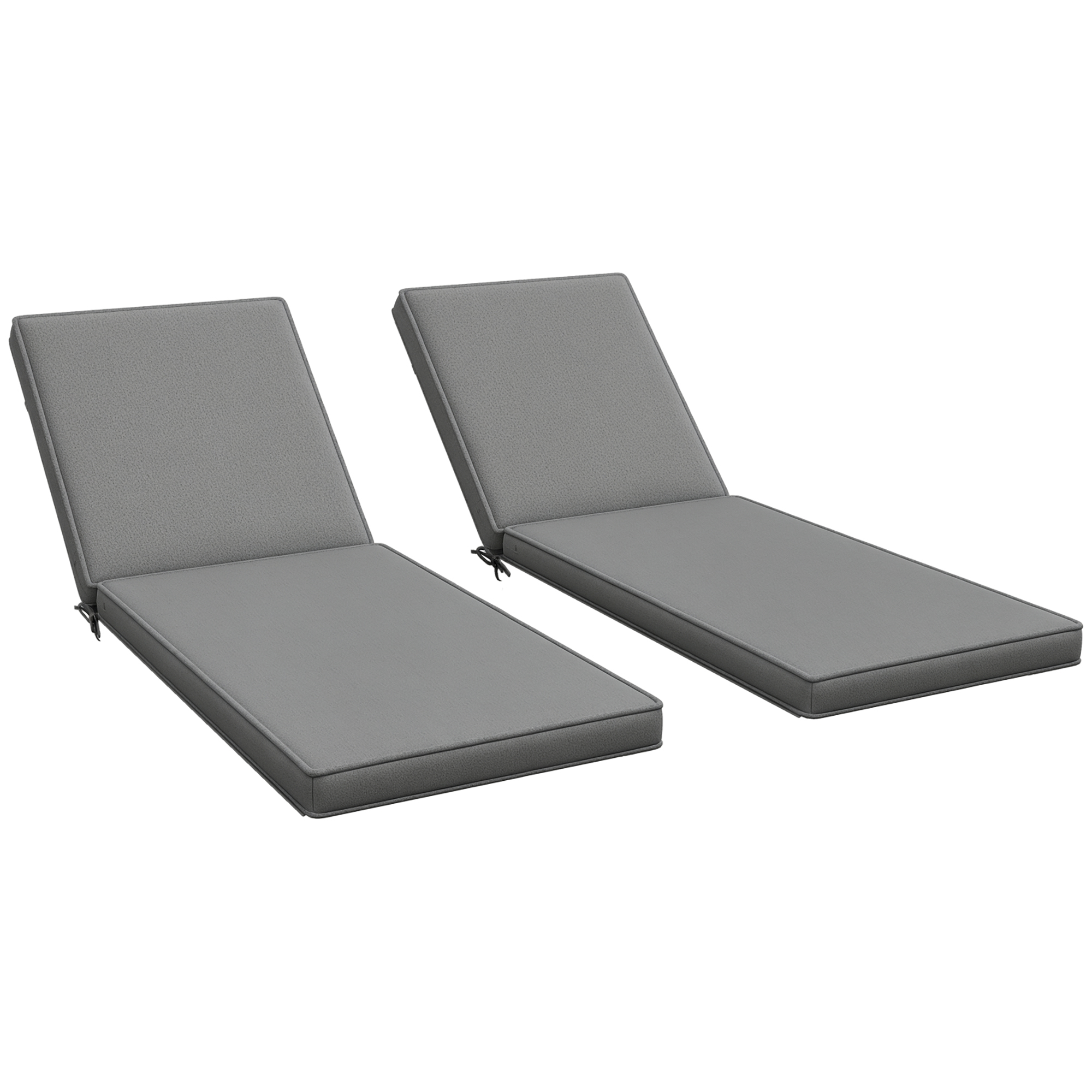2-Piece Patio Chair Cushions with Backrests, Replacement Cushions for Outdoor Lounge Chair, Gray