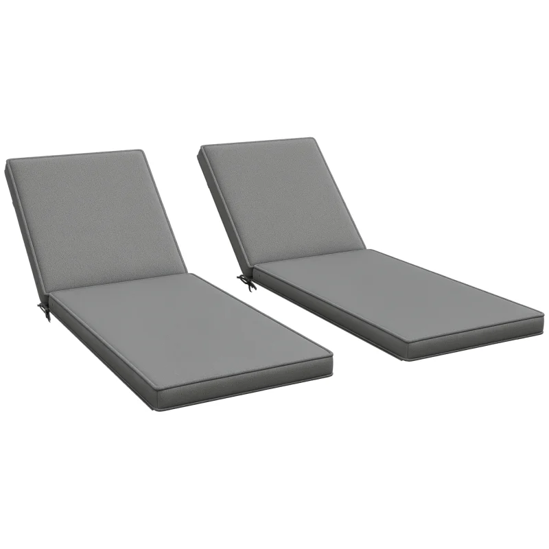 2-Piece Patio Chair Cushions with Backrests, Replacement Cushions for Outdoor Lounge Chair, Gray