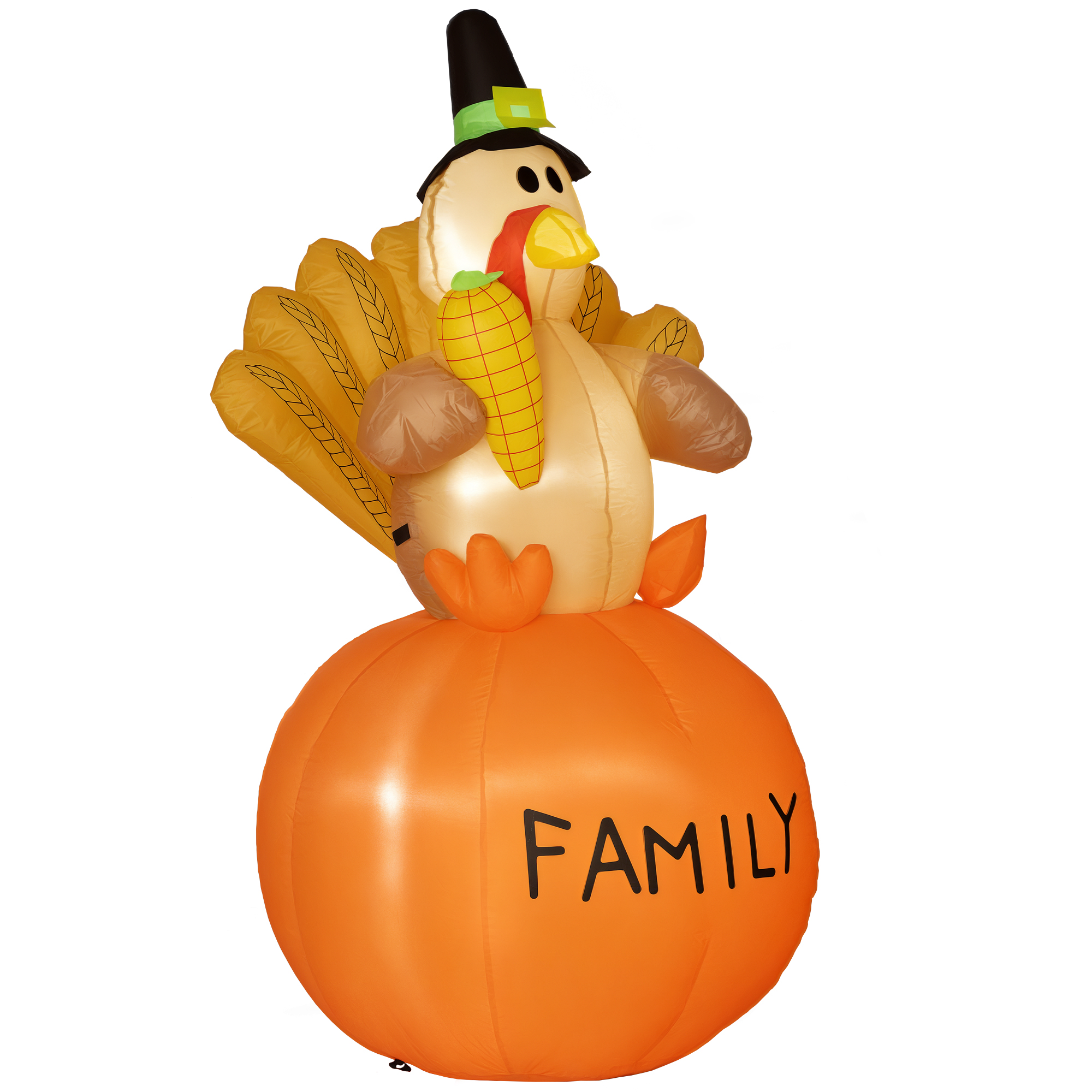 4.9ft Inflatable Thanksgiving Turkey, Blow Up LED Display for Garden Indoor Outdoor