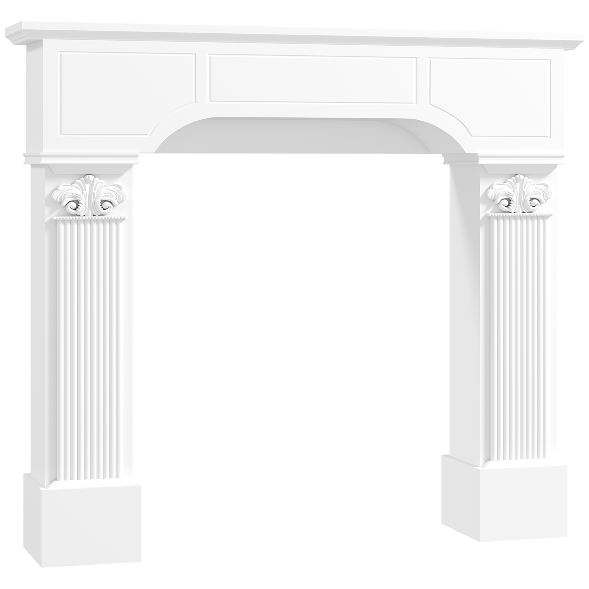 Baroque Fireplace Mantle, Freestanding Fireplace Surround for Electric Fireplaces, 43.3" W x 42.8" H, White
