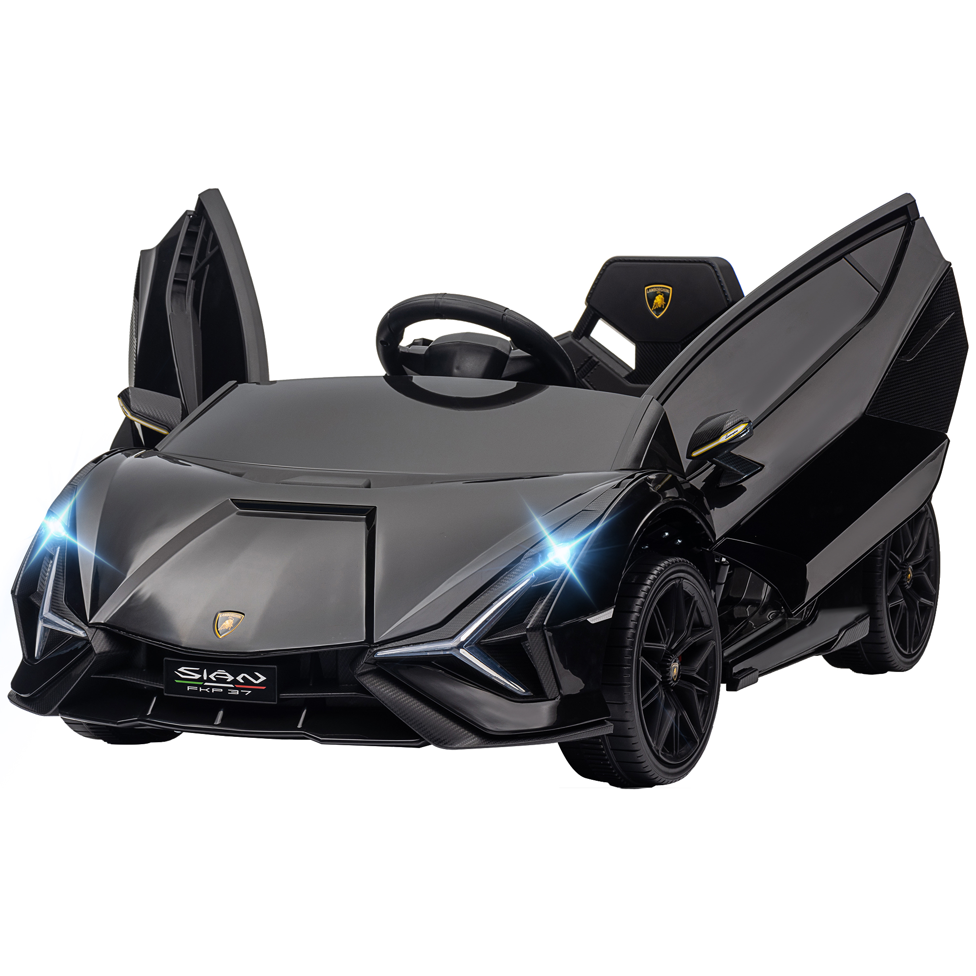 12V Lamborghini SIAN Licensed Electric Car for kids with Remote Control, Horn, Music, & Headlights, Black