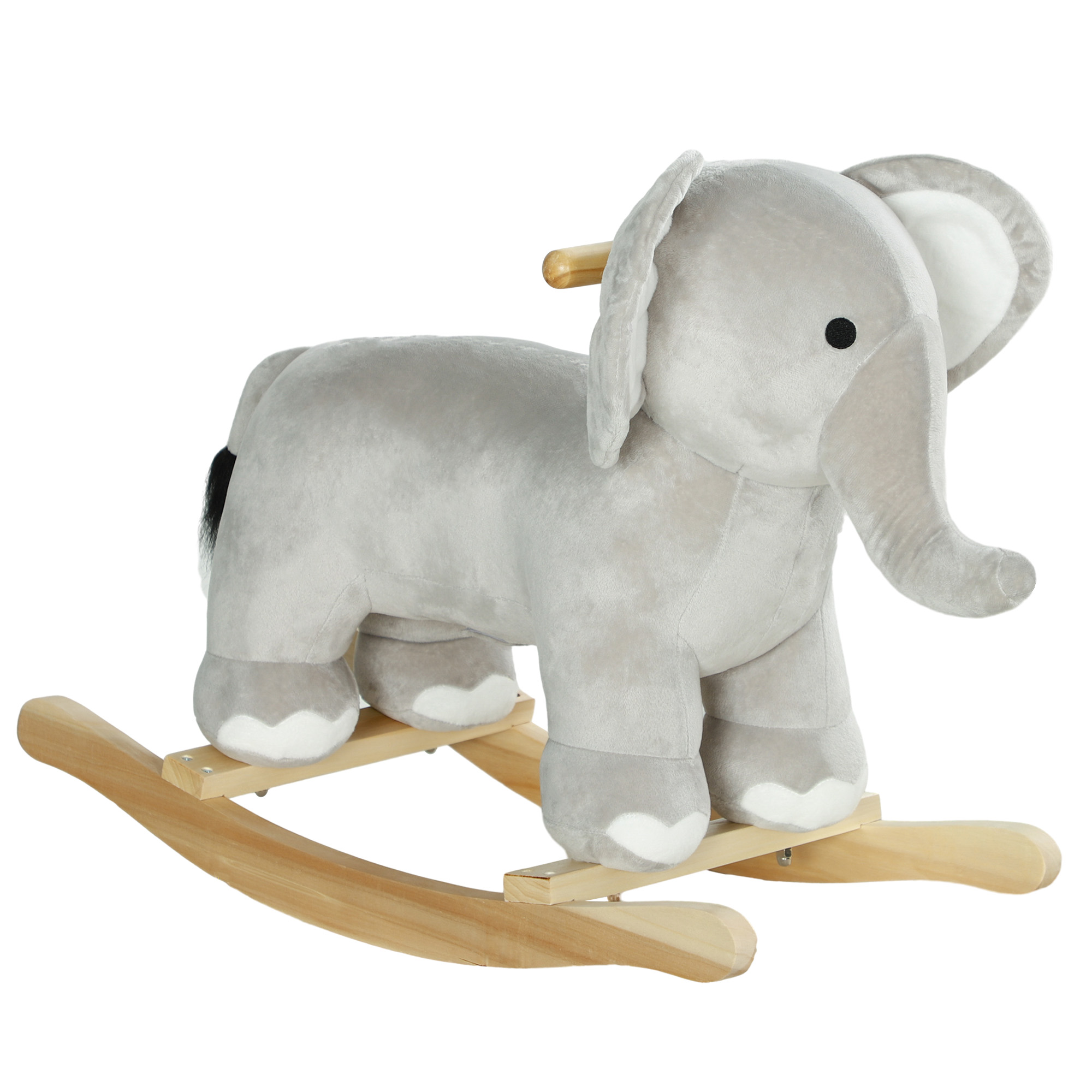 Kids Rocking Animal, Elephant Rocker with Realistic Sounds, Plush Ride on Toy for Years 2-4, Gray