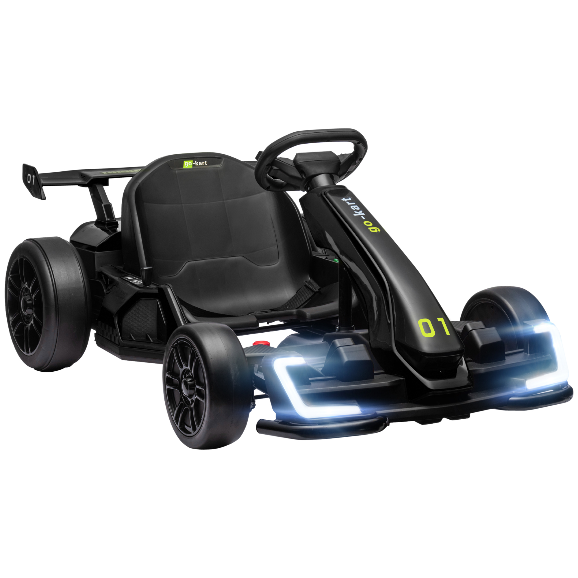 24V 7.5 MPH Electric Go Kart with Adjustable Seat, Slow Start, Black