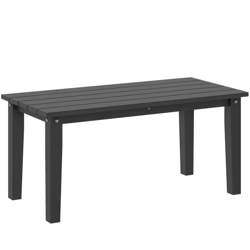 Rectangle Outdoor Coffee Table, HDPE All-Weather Outdoor Patio Table with Slatted Tabletop for Yard, Balcony, Black