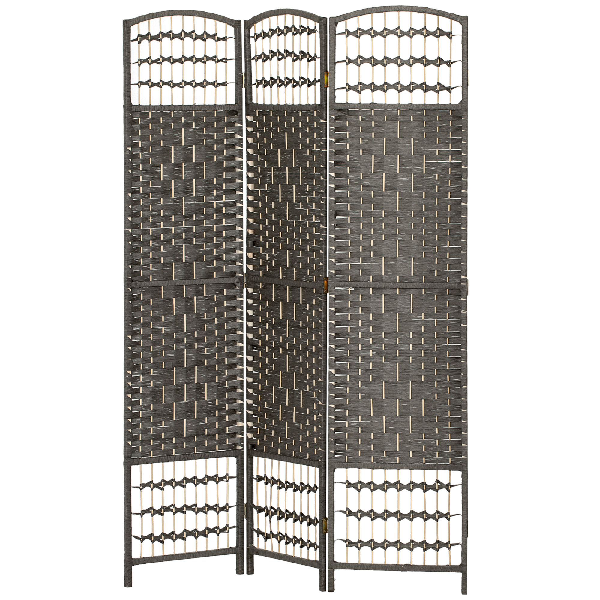 3 Panel Folding Room Divider Portable Privacy Screen Wave Fiber Room Partition for Home Office Dark Gray