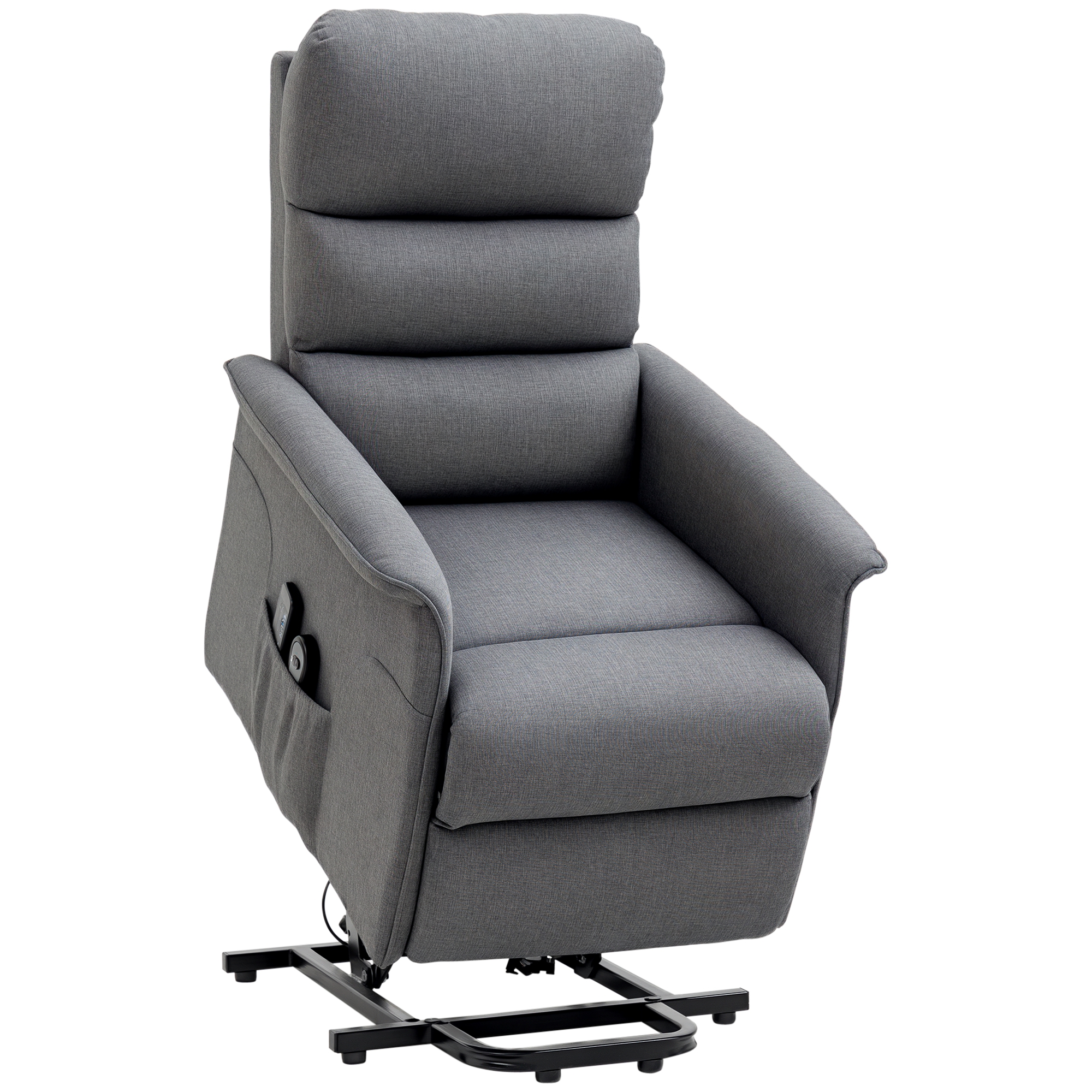  Power Lift Chair with Vibration Massage, Fabric Upholstered Recliner Chair for Elderly with Remote Control, Side Pockets, Grey