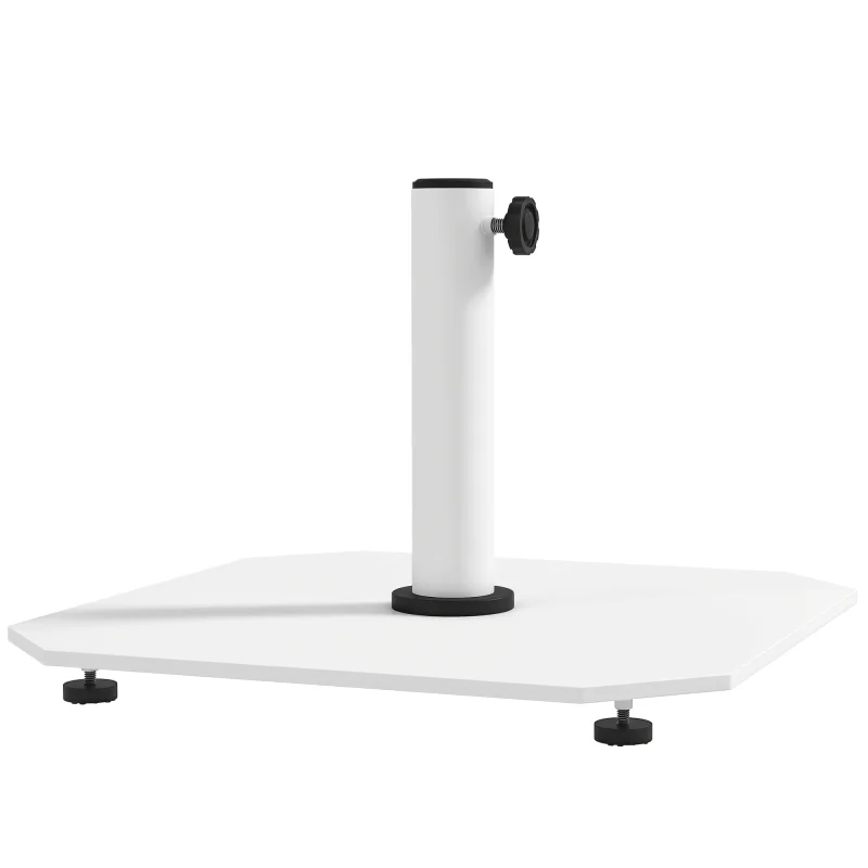  Square Patio Umbrella Base, 41 lbs Metal Umbrella Stand Base with Adjustable Foot Pads, Heavy Duty Patio Umbrella Holder for 1.3"/1.5"/1.9" Umbrella Poles for Outdoor, Lawn, Poolside, White