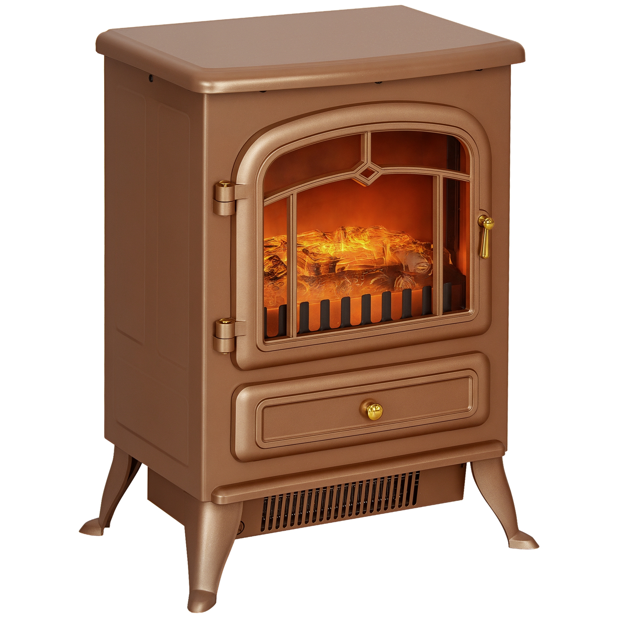 Fireplace Stove, Electric Fireplace Heater with Realistic LED Flames and Logs, 725W/1450W, Dark Brown