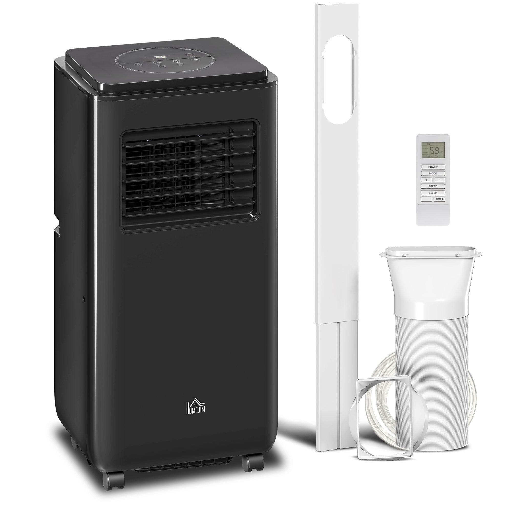 8,000 BTU Moible Air Conditioner 345 Sq. Ft., Dehumidifier Fan Auto Sleep with 24H Timer On/Off, Window Kit, Black