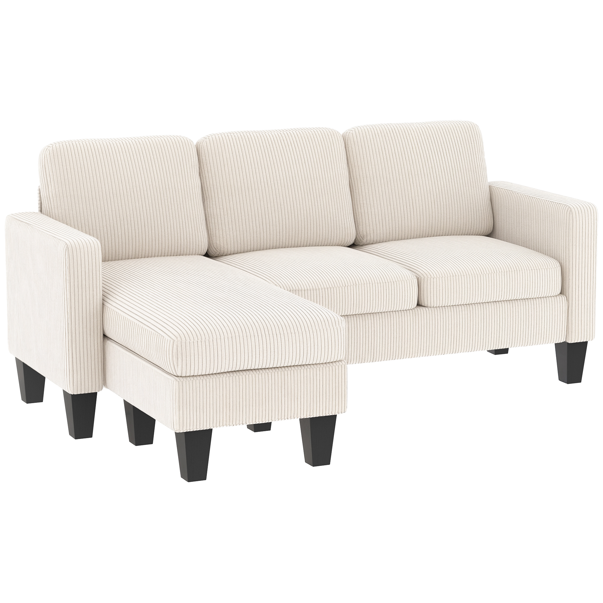 Sectional Sofa, L Shaped Couch, with Reversible Chaise or Ottoman, Cream White